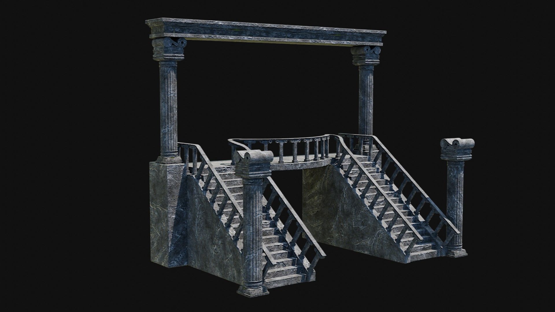 STAIRS COLUMNS GATE STAIR PLATFORM PIER TEMPLE PORTAL COLLECTION Low-poly 3D model_9