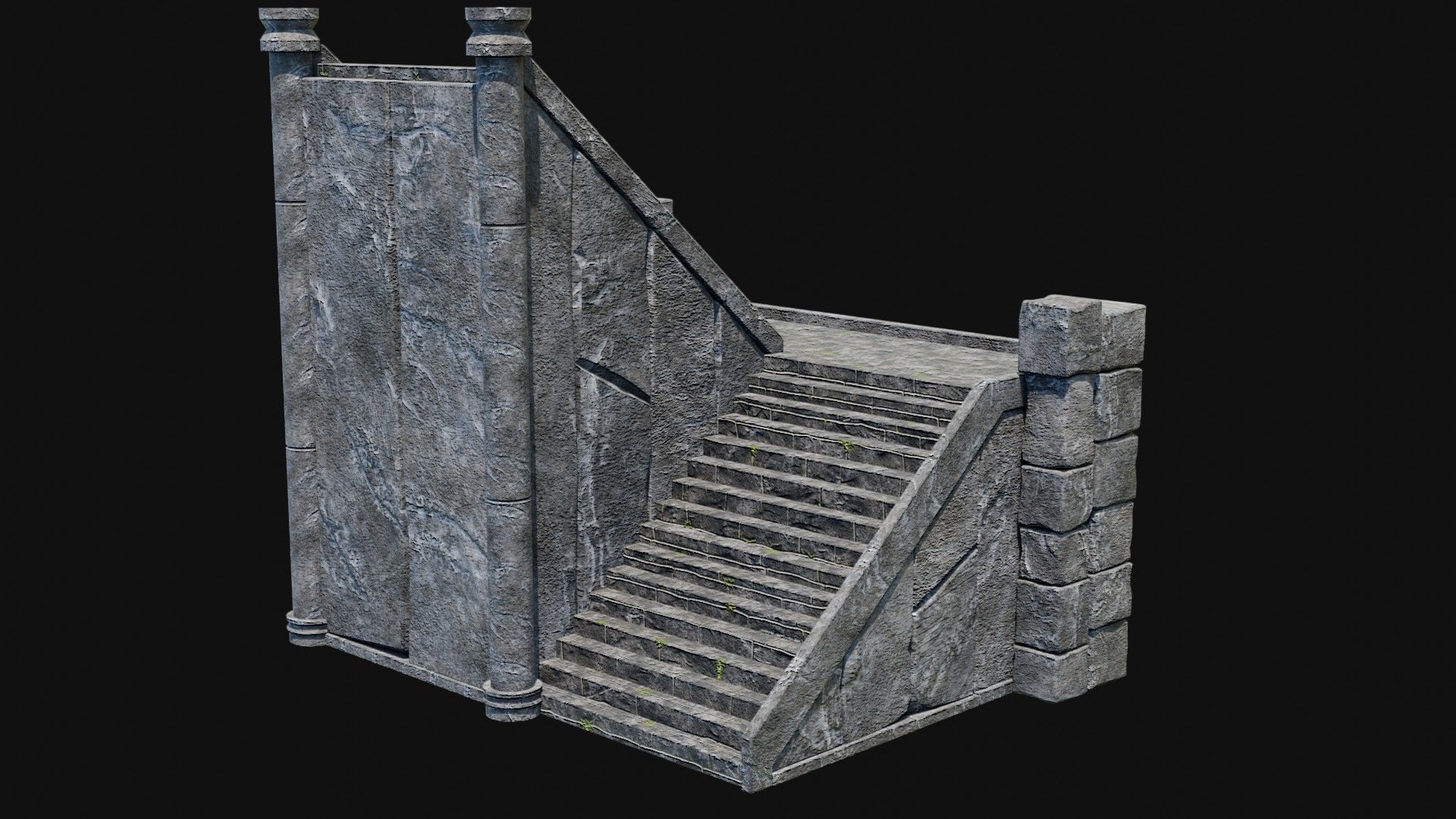 STAIRS COLUMNS GATE STAIR PLATFORM PIER TEMPLE PORTAL COLLECTION Low-poly 3D model_37