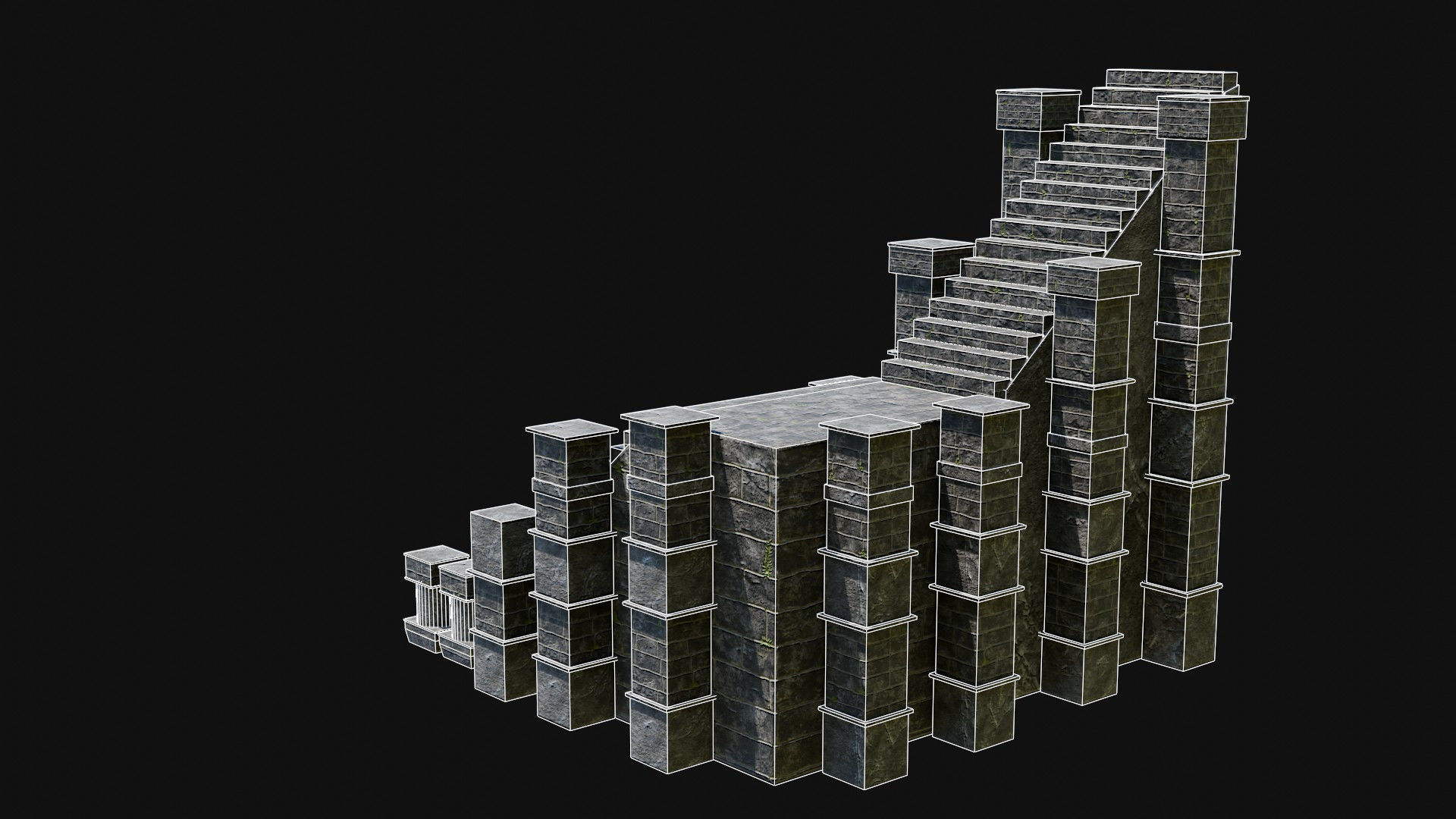 STAIRS COLUMNS GATE STAIR PLATFORM PIER TEMPLE PORTAL COLLECTION Low-poly 3D model_47