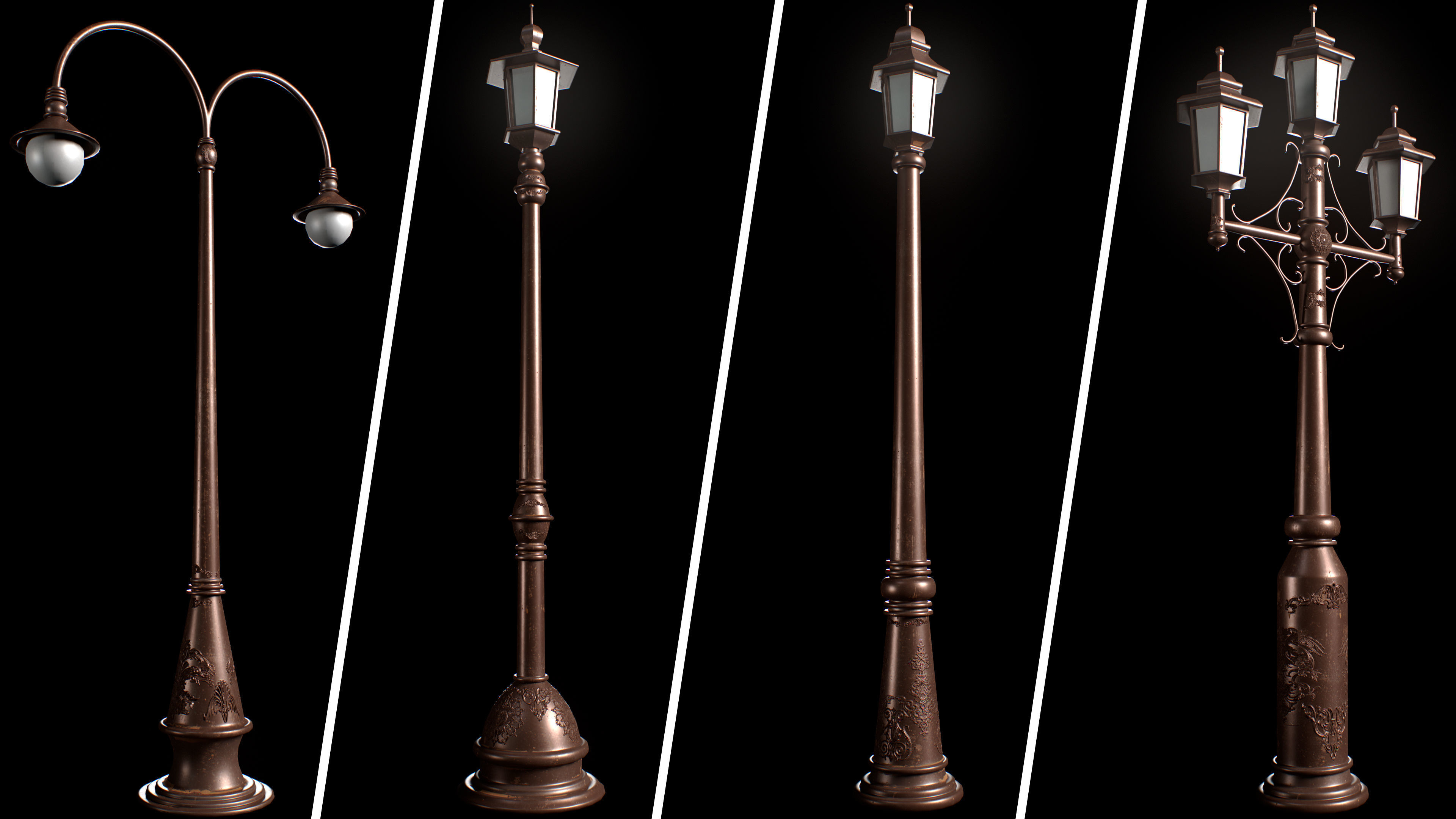 Street Light Low-poly 3D model_1
