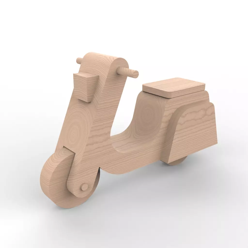 wooden scooter Free 3D model_0