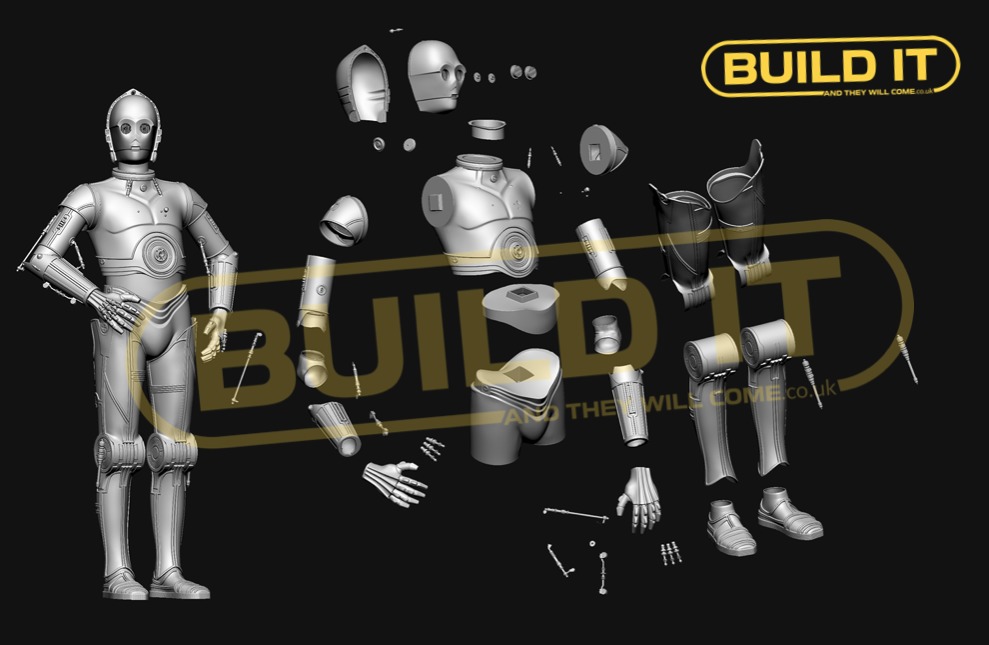 C3PO full size stars wars stl statue  3D print model_1