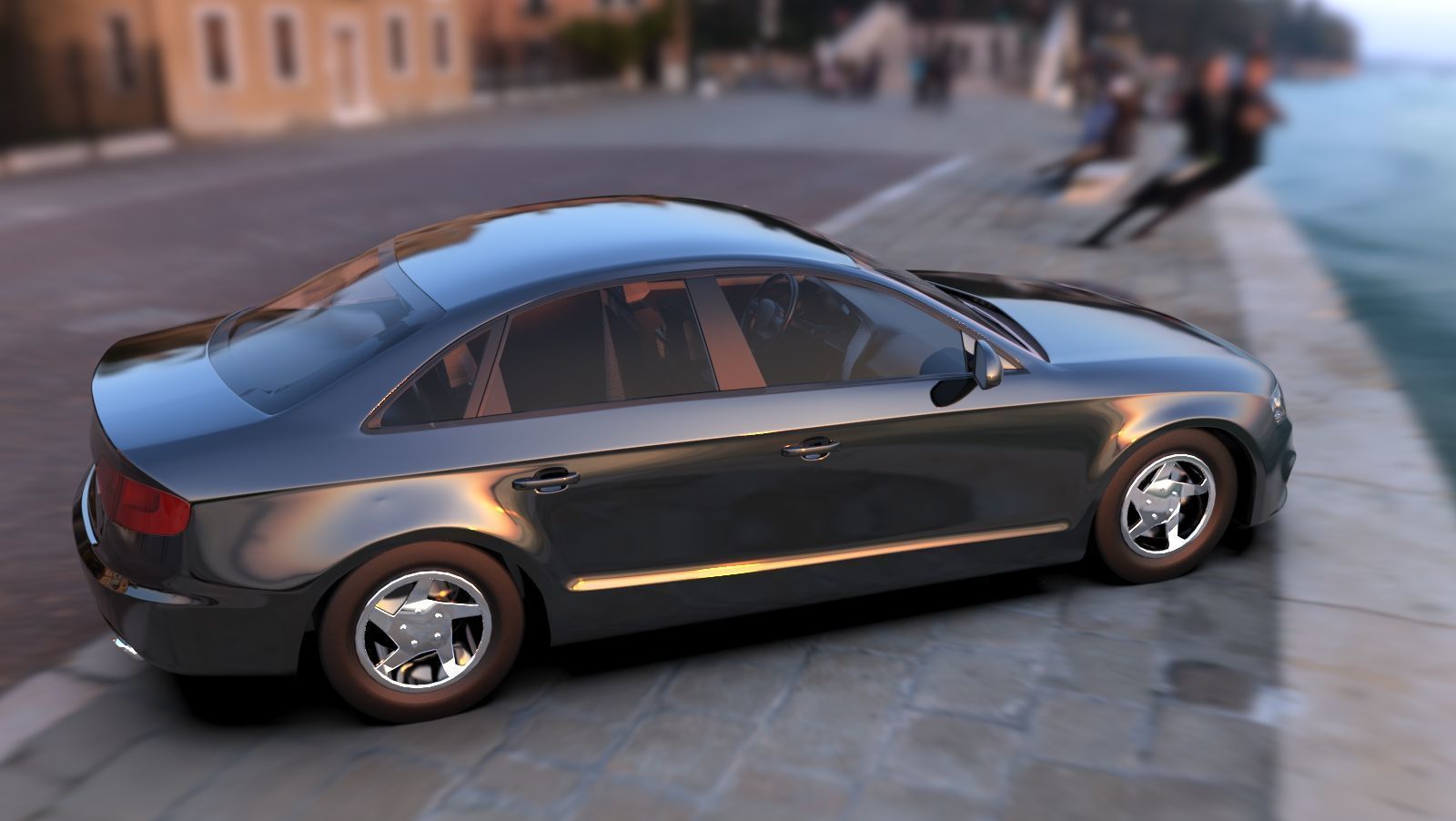 Audi A4 Car 3D Model Low-poly 3D model_1