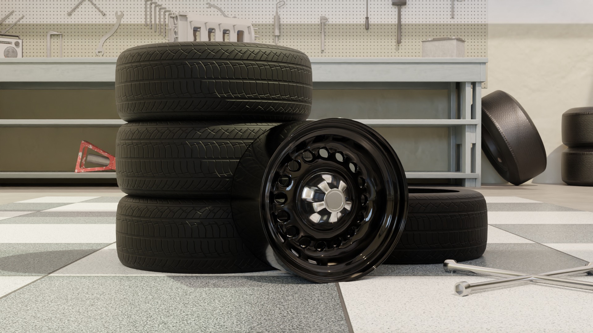 High-Performance Sport Car Wheel for Games and Rendering Low-poly 3D model_9