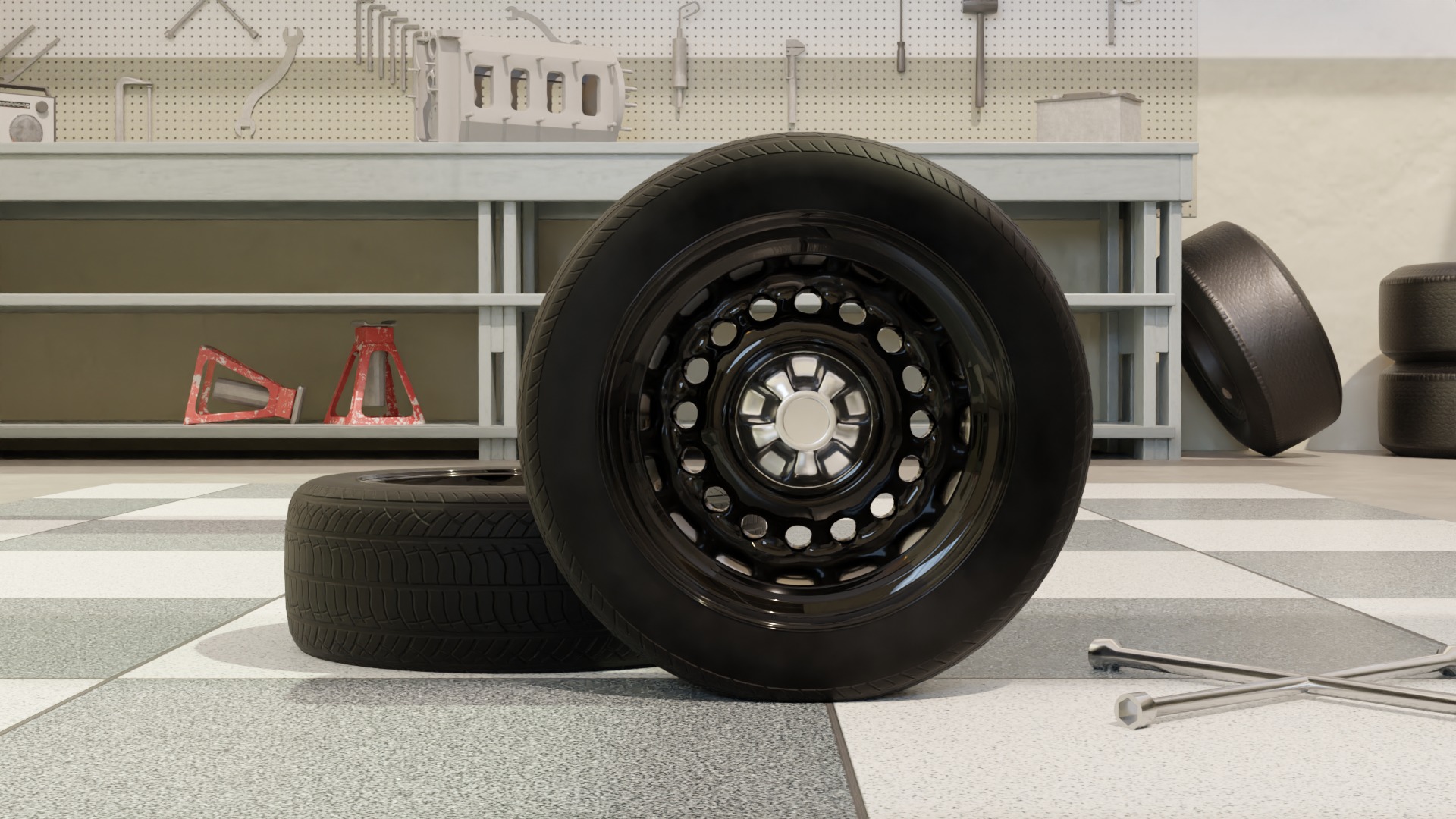 High-Performance Sport Car Wheel for Games and Rendering Low-poly 3D model_4