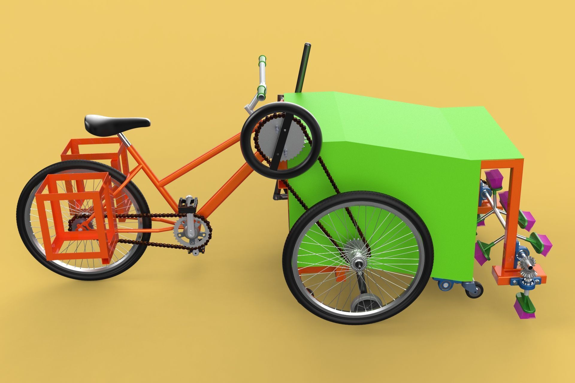 SWEEPER PEDAL BIKE TRICYCLE BICYCLE CLEANER SWAB MOP MACHINE 3D model_14
