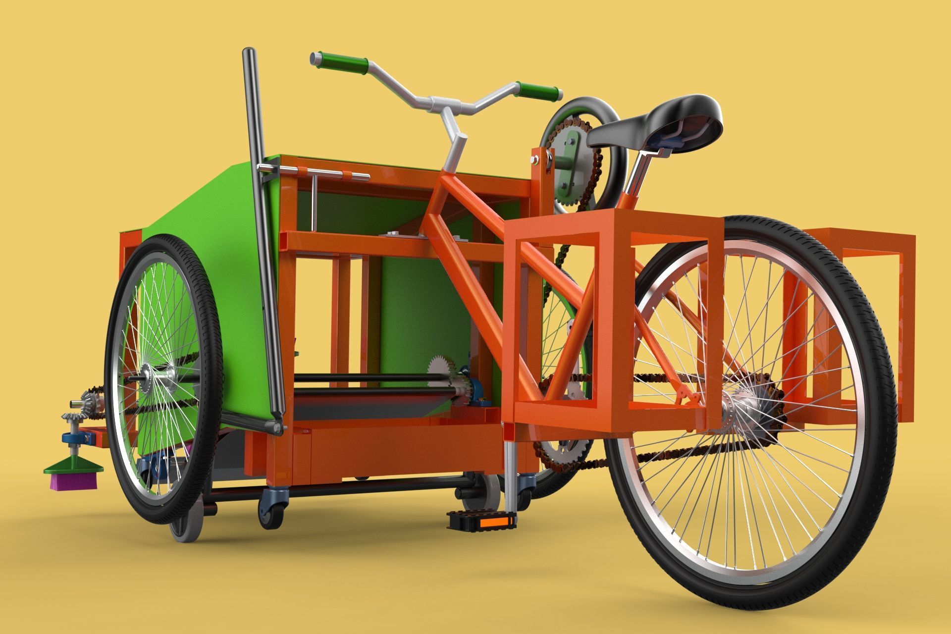 SWEEPER PEDAL BIKE TRICYCLE BICYCLE CLEANER SWAB MOP MACHINE 3D model_6