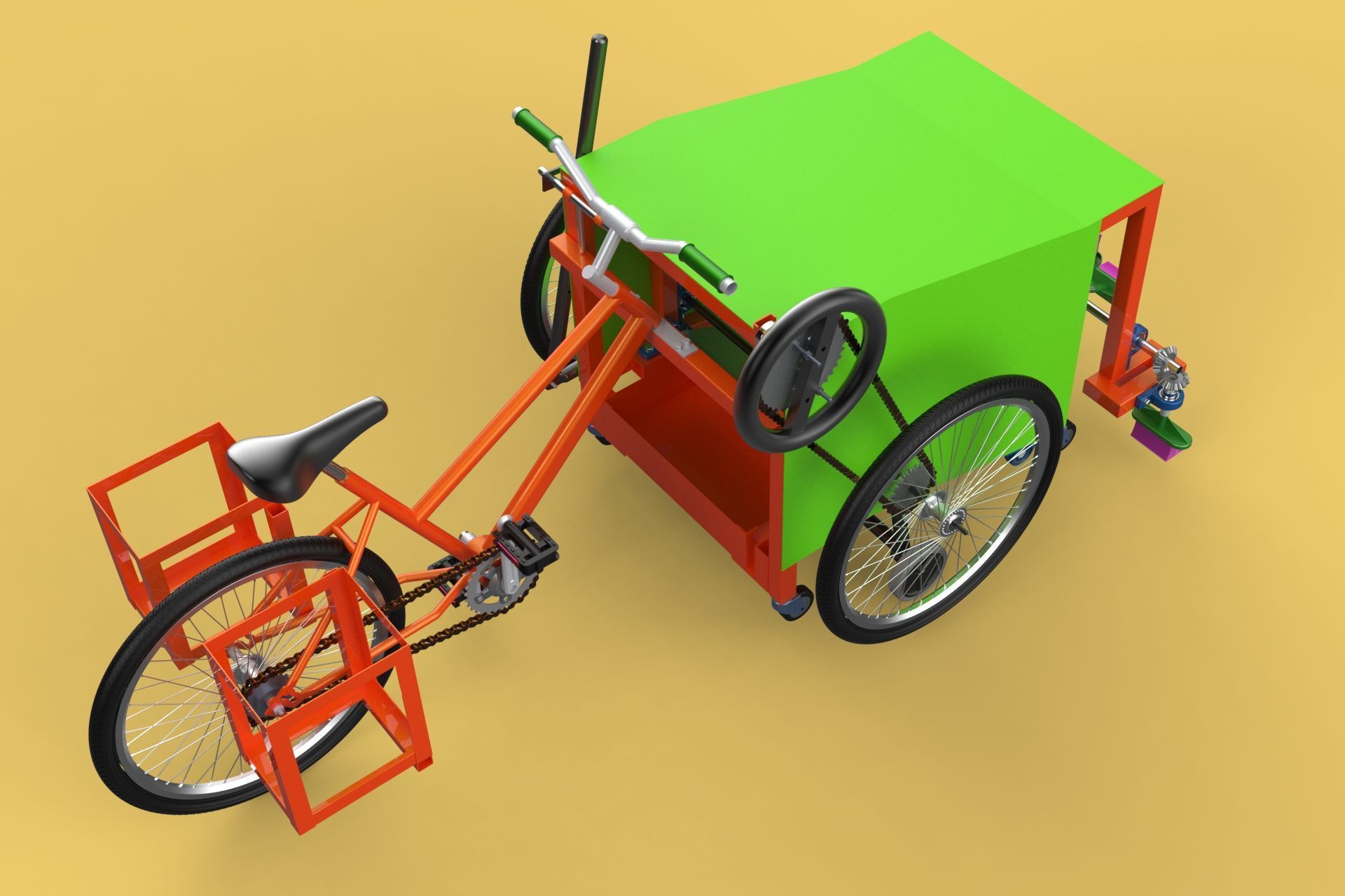 SWEEPER PEDAL BIKE TRICYCLE BICYCLE CLEANER SWAB MOP MACHINE 3D model_4