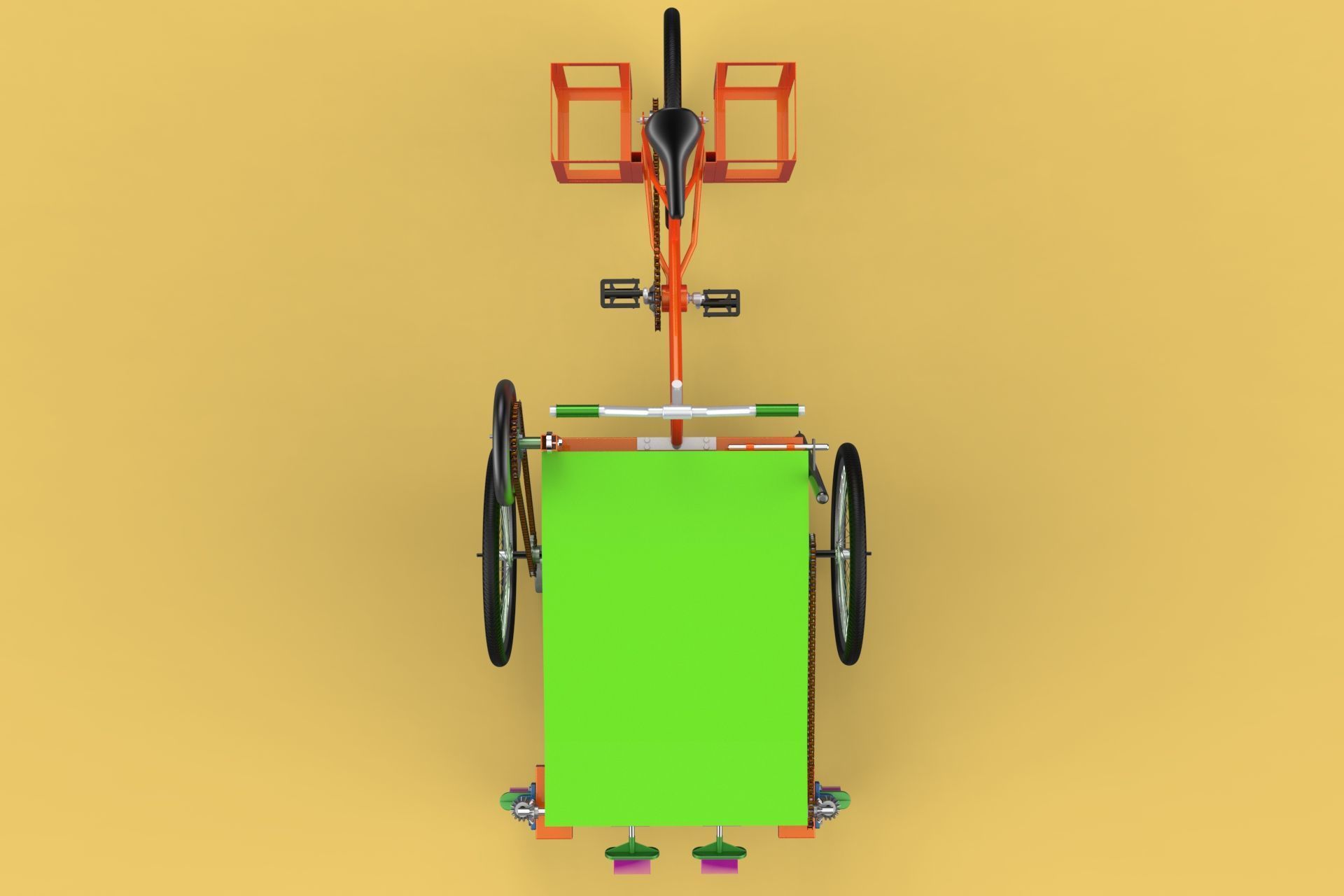 SWEEPER PEDAL BIKE TRICYCLE BICYCLE CLEANER SWAB MOP MACHINE 3D model_17
