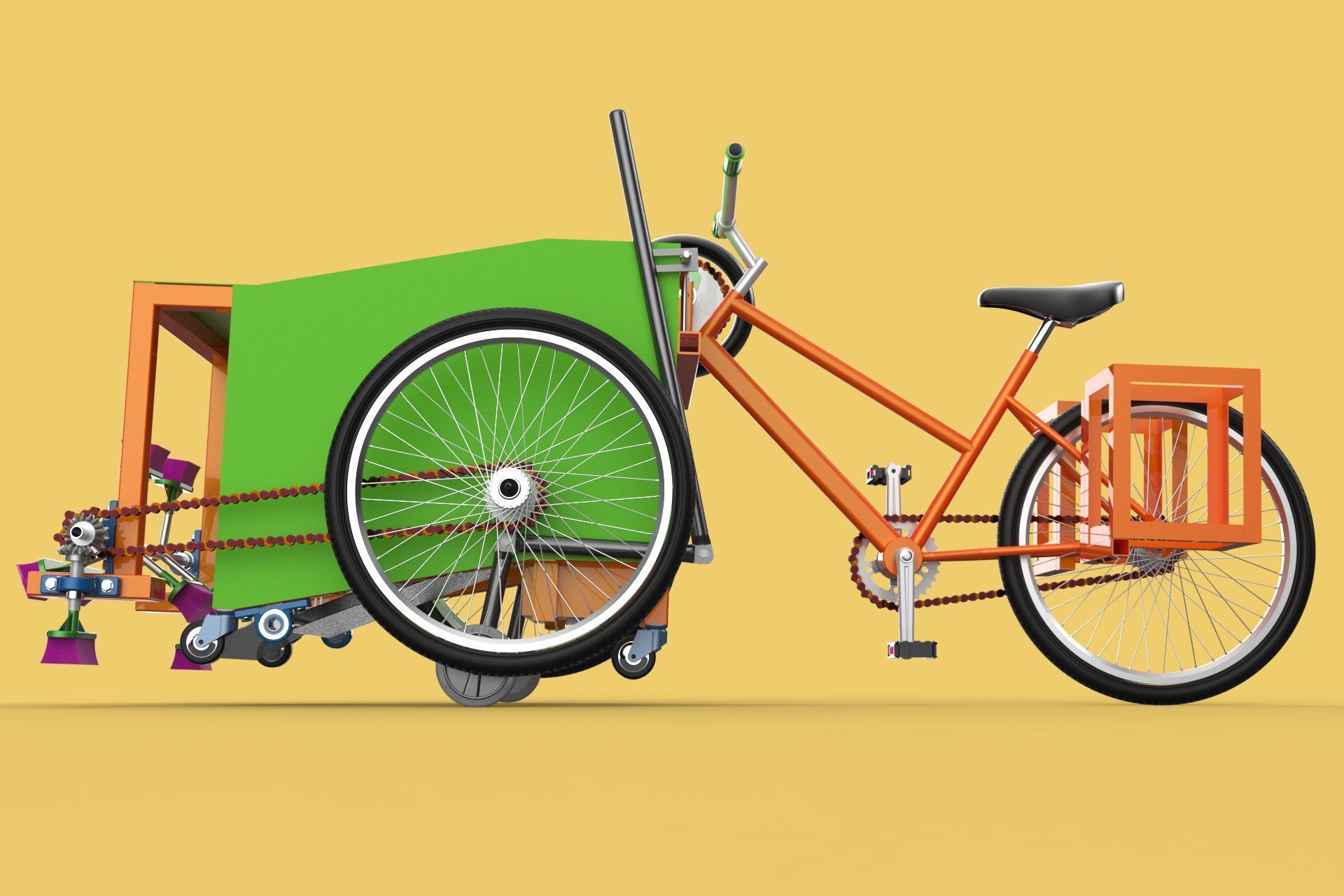 SWEEPER PEDAL BIKE TRICYCLE BICYCLE CLEANER SWAB MOP MACHINE 3D model_16