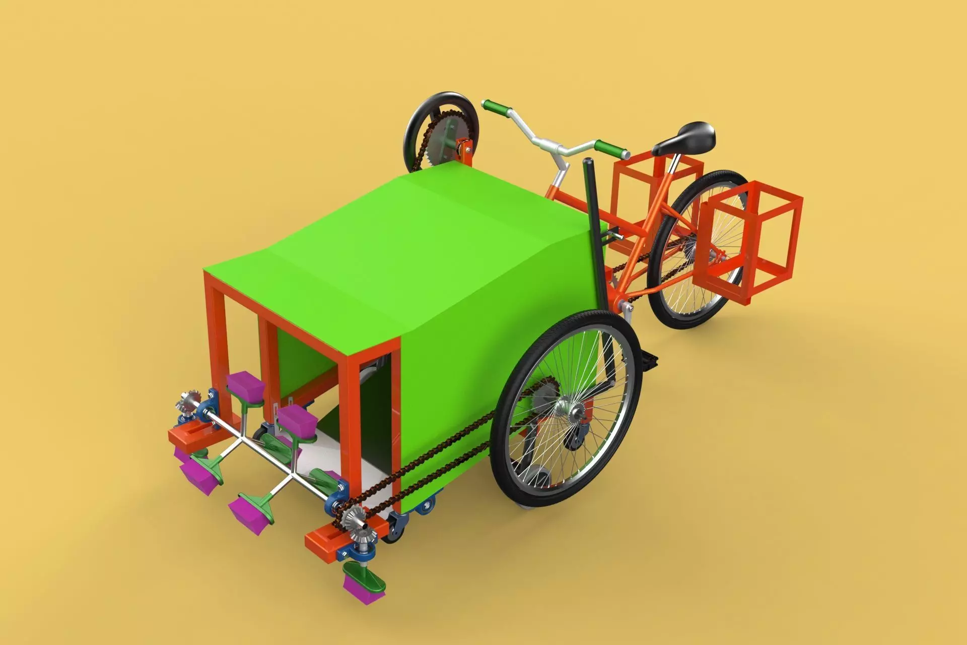 SWEEPER PEDAL BIKE TRICYCLE BICYCLE CLEANER SWAB MOP MACHINE 3D model_0