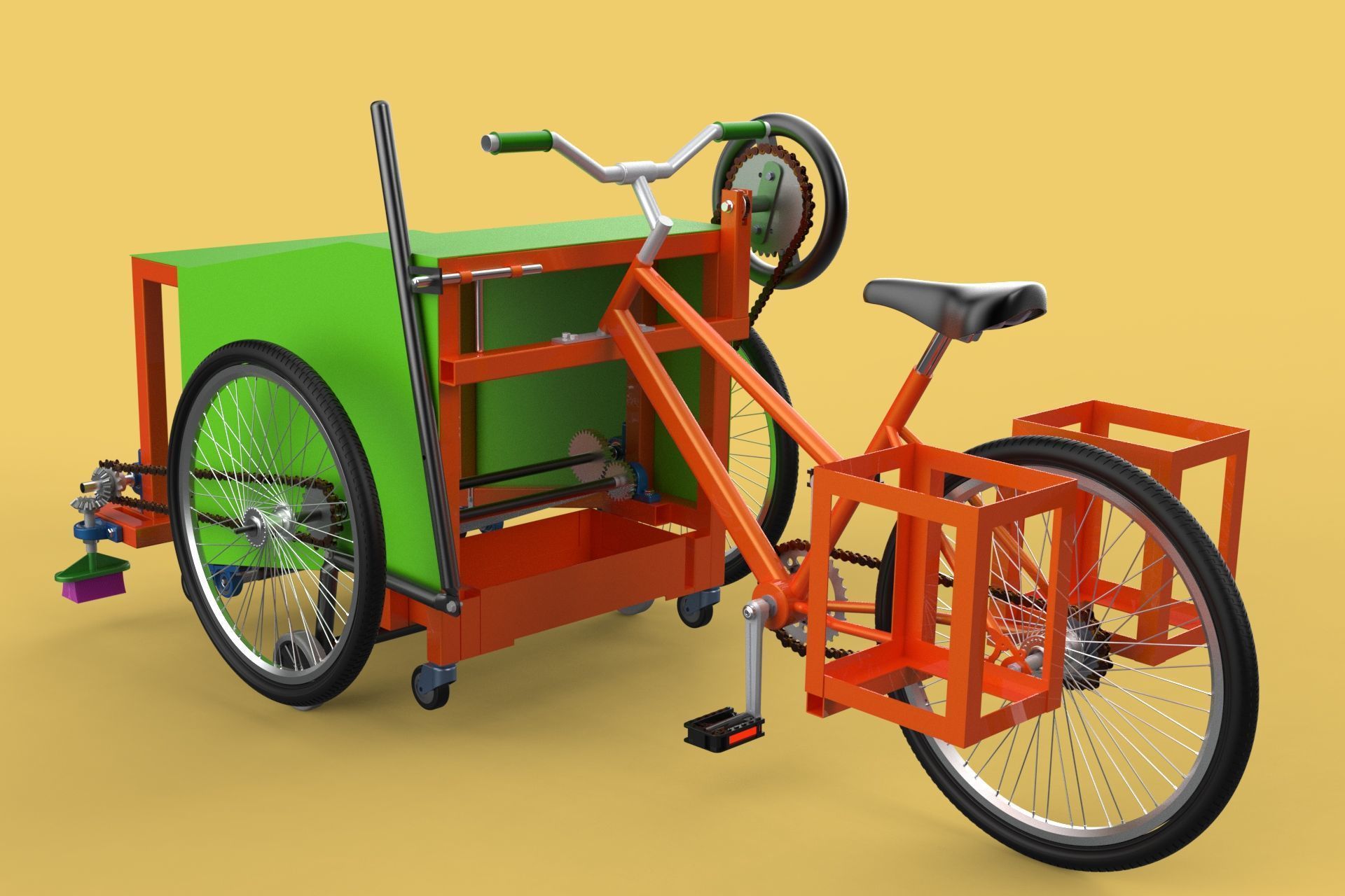 SWEEPER PEDAL BIKE TRICYCLE BICYCLE CLEANER SWAB MOP MACHINE 3D model_7