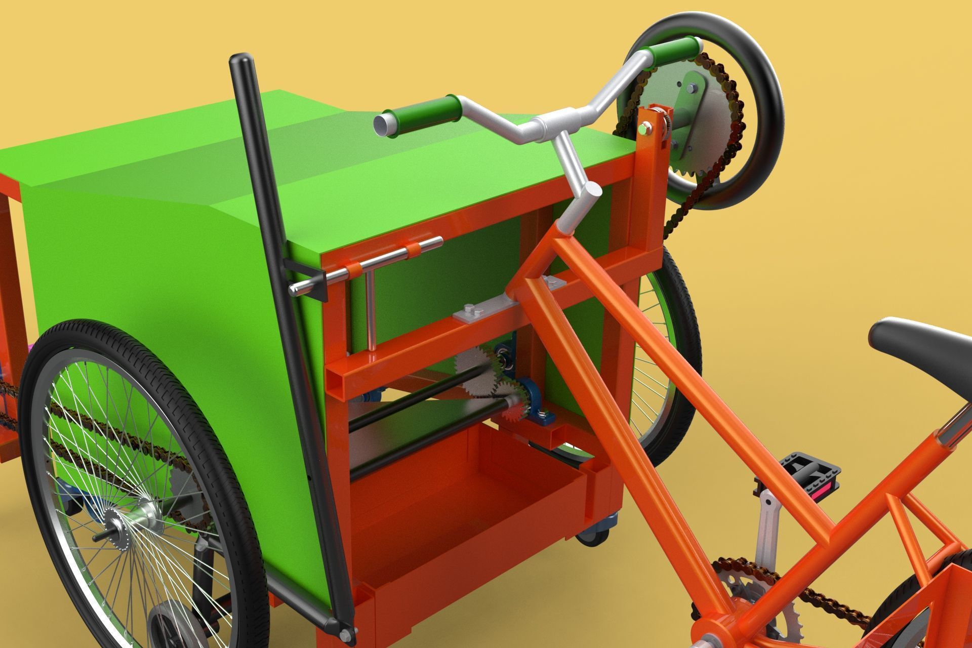 SWEEPER PEDAL BIKE TRICYCLE BICYCLE CLEANER SWAB MOP MACHINE 3D model_10