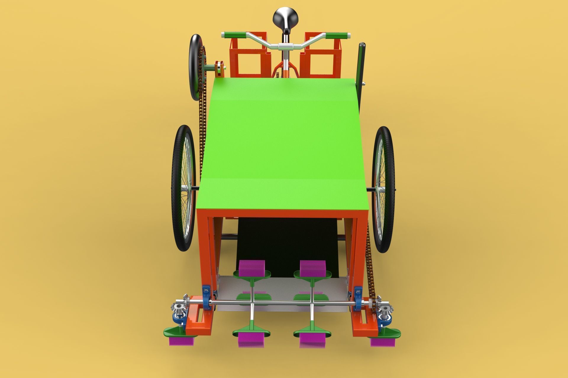 SWEEPER PEDAL BIKE TRICYCLE BICYCLE CLEANER SWAB MOP MACHINE 3D model_12