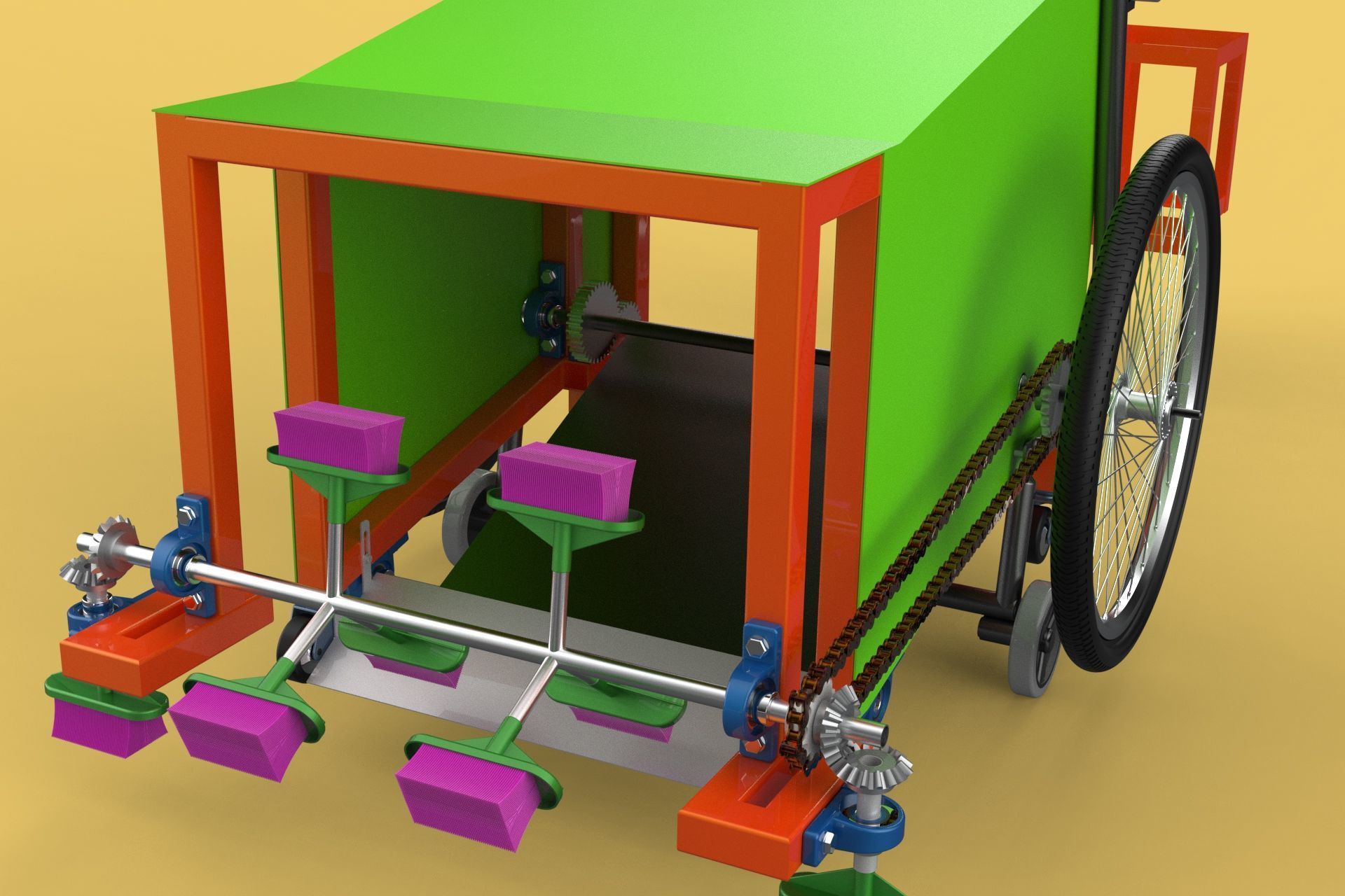 SWEEPER PEDAL BIKE TRICYCLE BICYCLE CLEANER SWAB MOP MACHINE 3D model_8