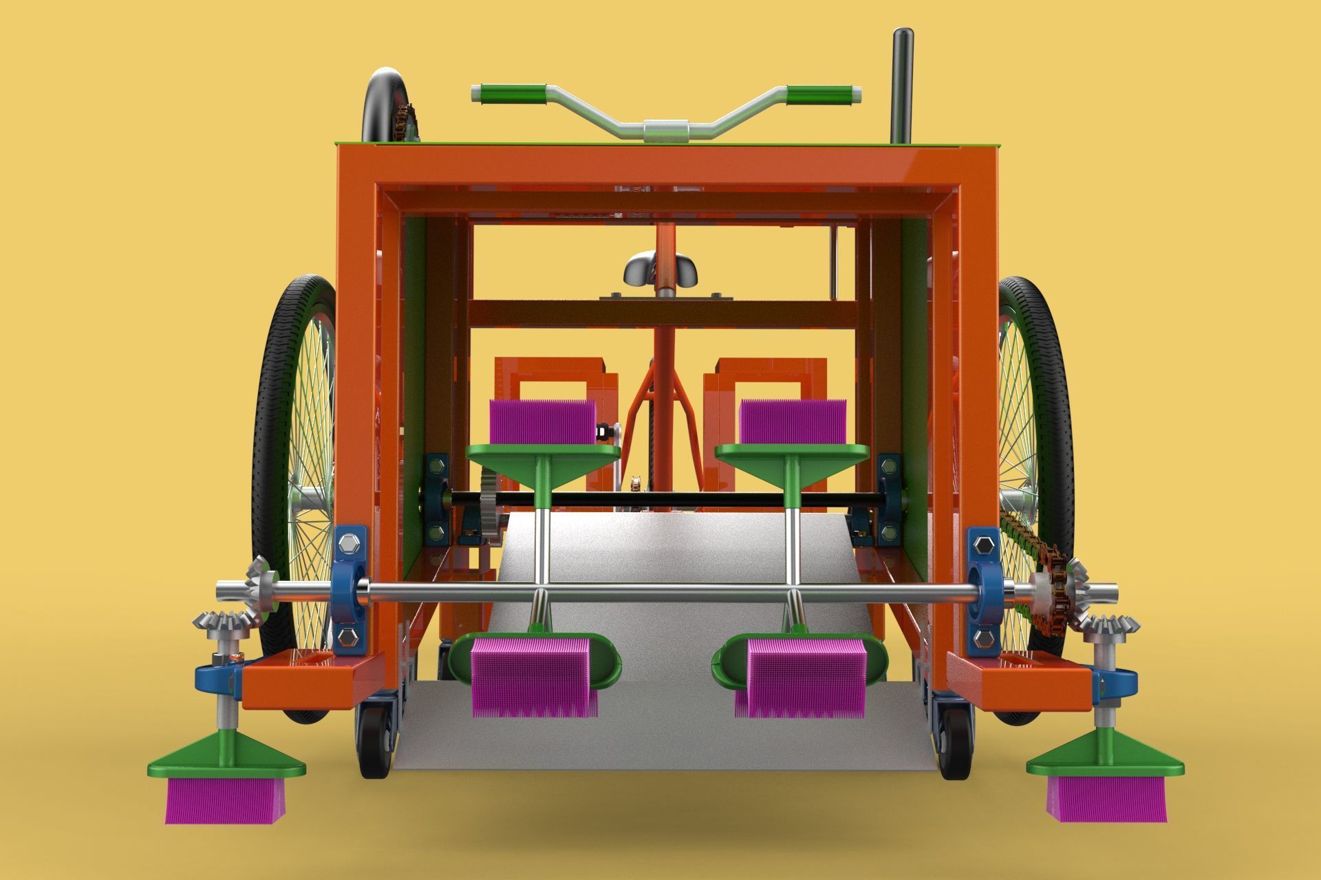 SWEEPER PEDAL BIKE TRICYCLE BICYCLE CLEANER SWAB MOP MACHINE 3D model_11