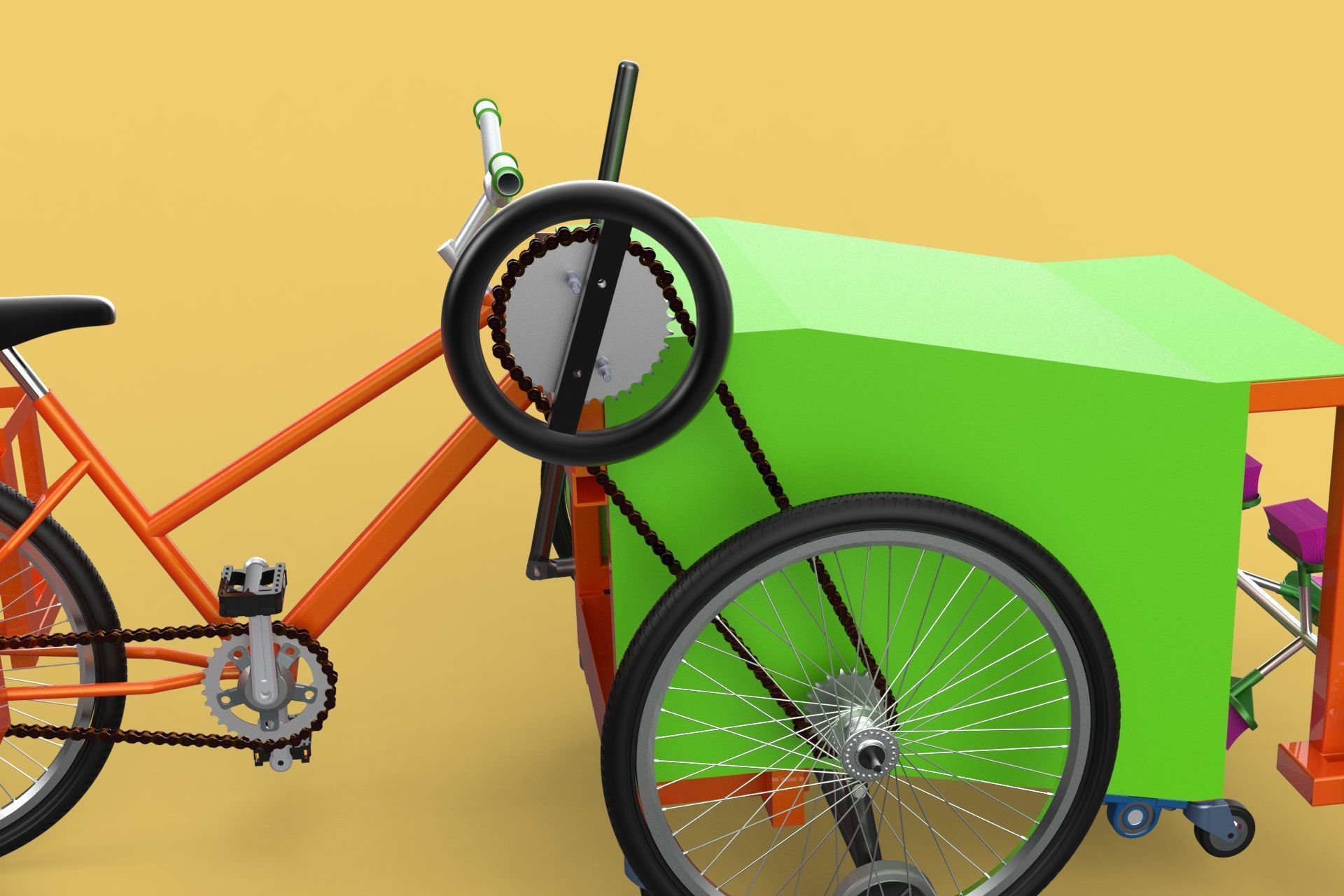 SWEEPER PEDAL BIKE TRICYCLE BICYCLE CLEANER SWAB MOP MACHINE 3D model_9