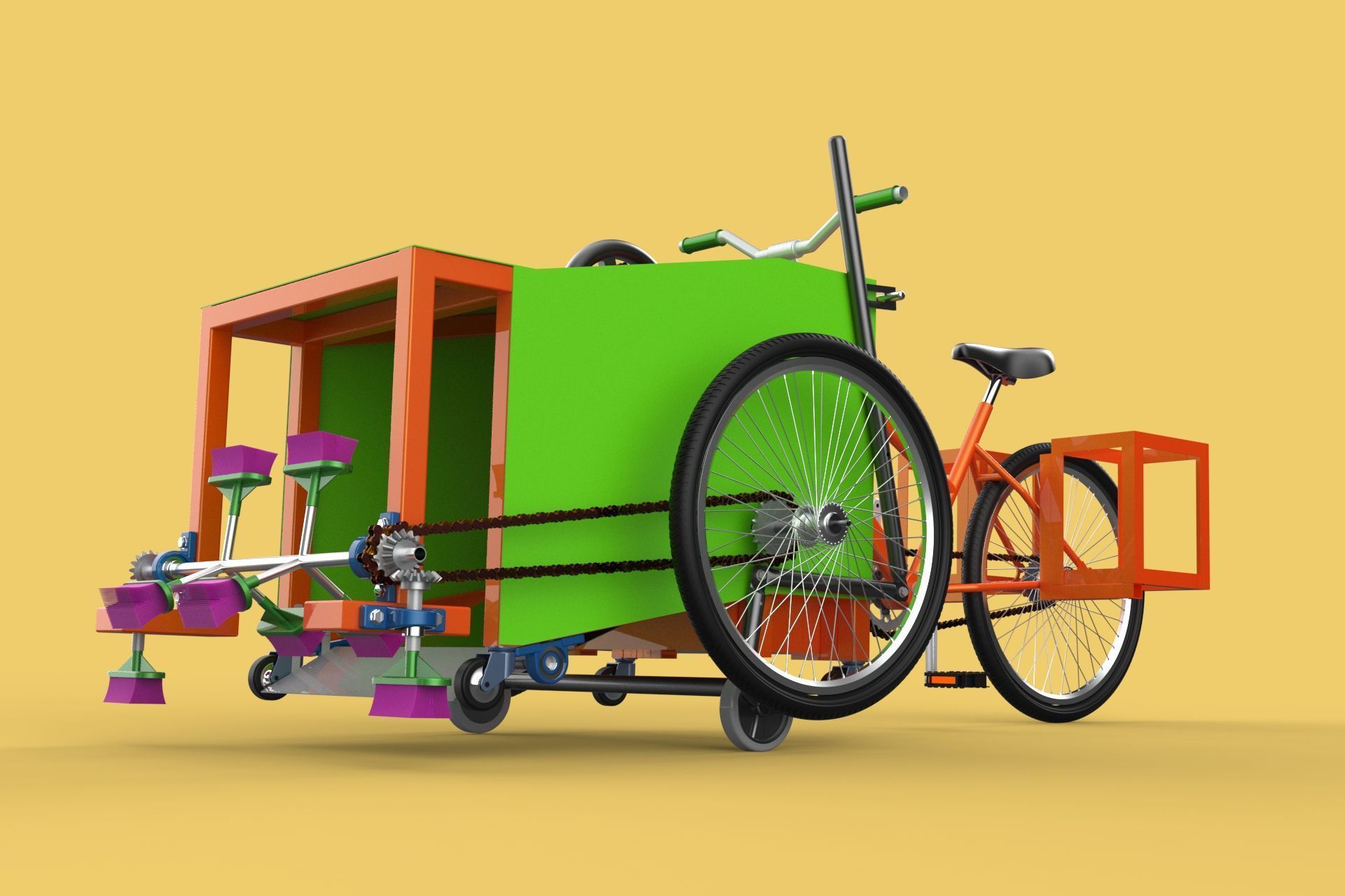 SWEEPER PEDAL BIKE TRICYCLE BICYCLE CLEANER SWAB MOP MACHINE 3D model_5