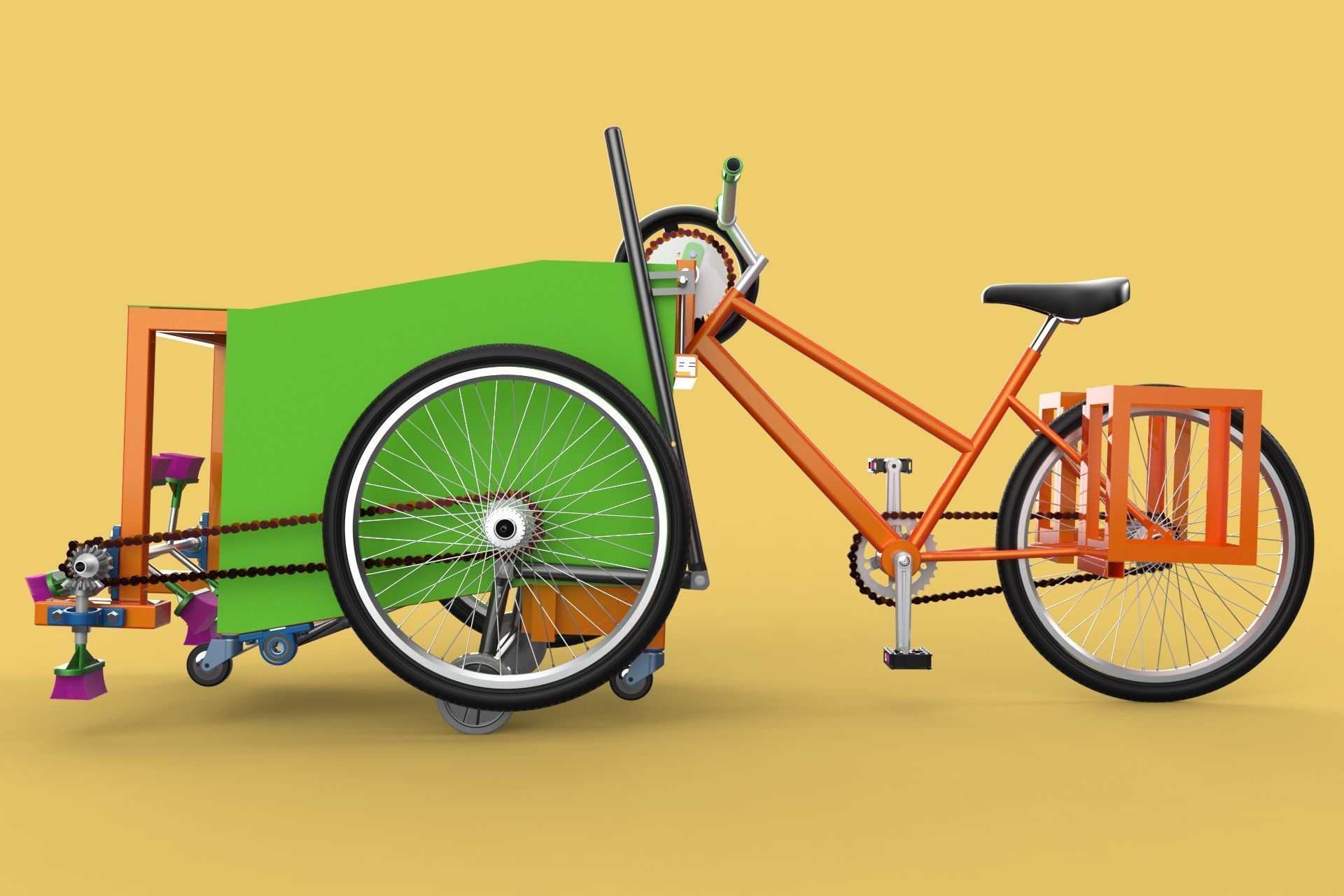 SWEEPER PEDAL BIKE TRICYCLE BICYCLE CLEANER SWAB MOP MACHINE 3D model_15