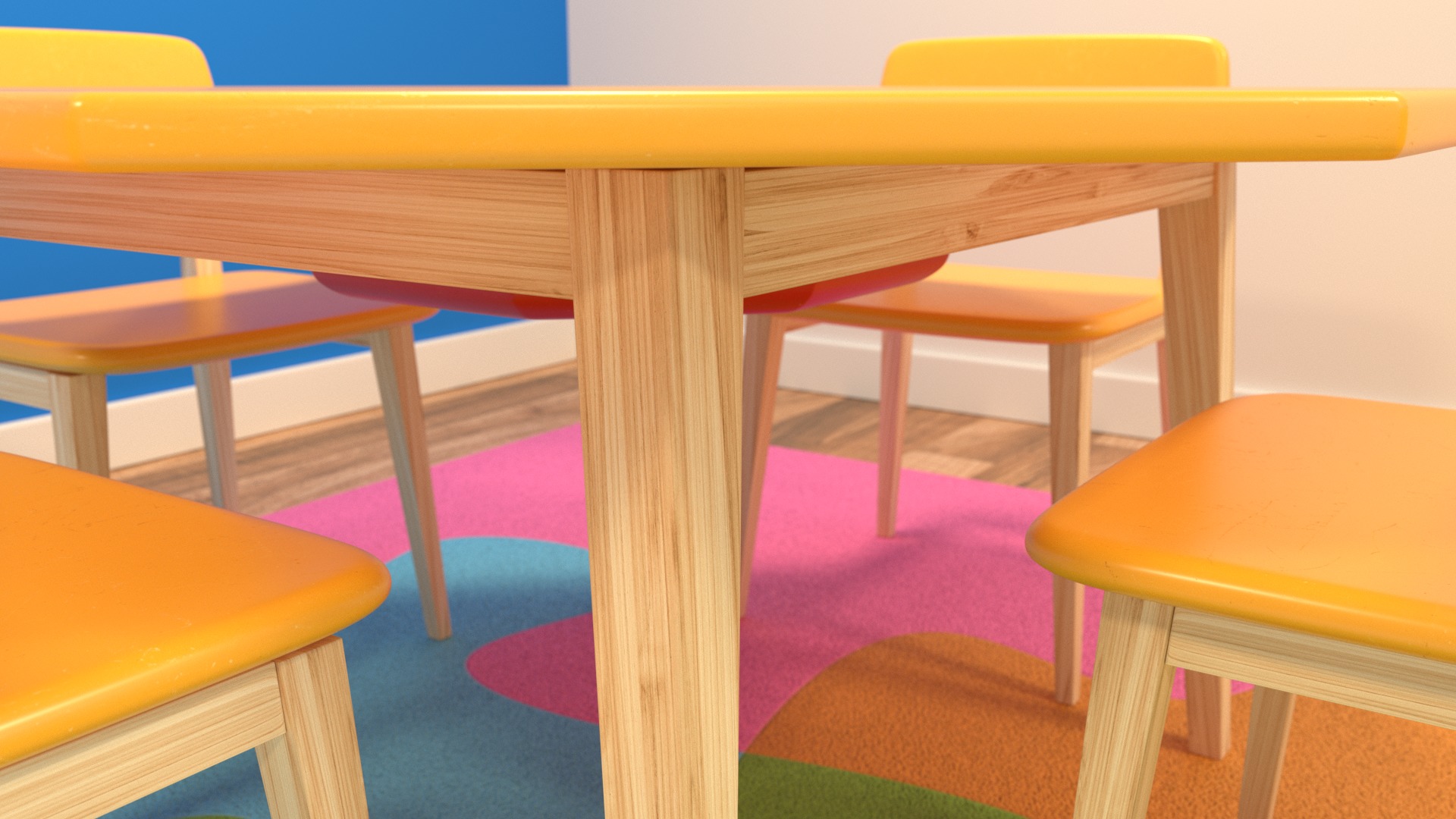 Kids tables and puzzle mat 3D model_3