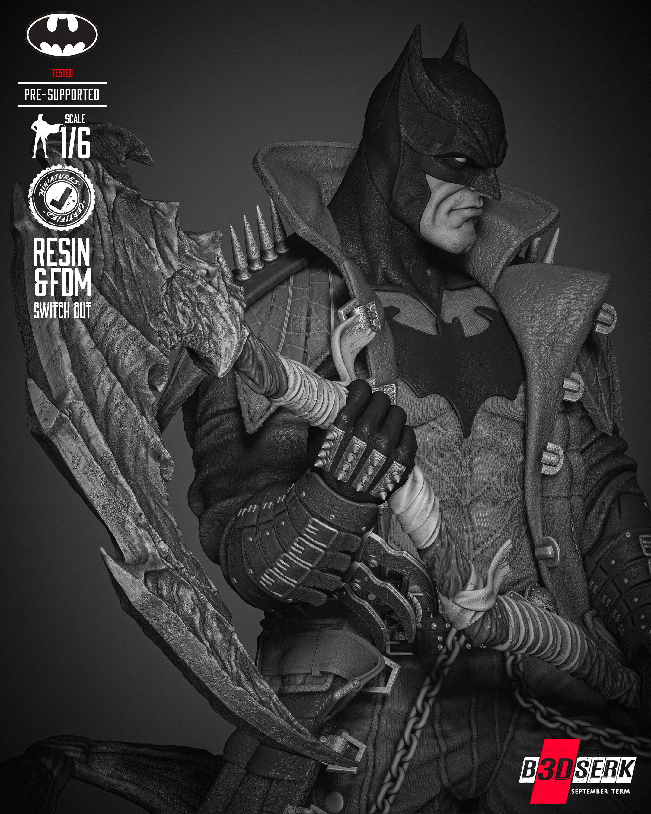B3DSERK Batman Dark Nights Sculpture 3D print model_16