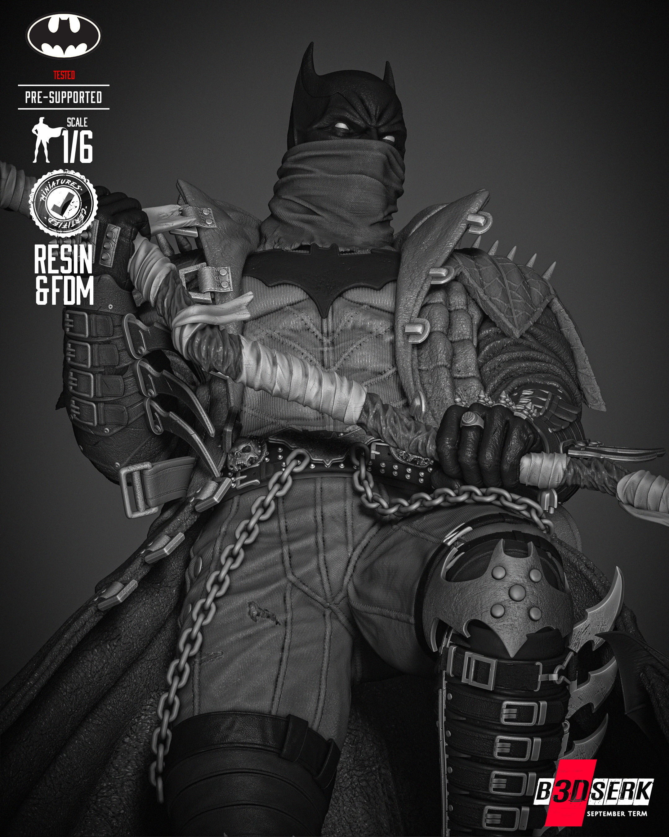 B3DSERK Batman Dark Nights Sculpture 3D print model_8