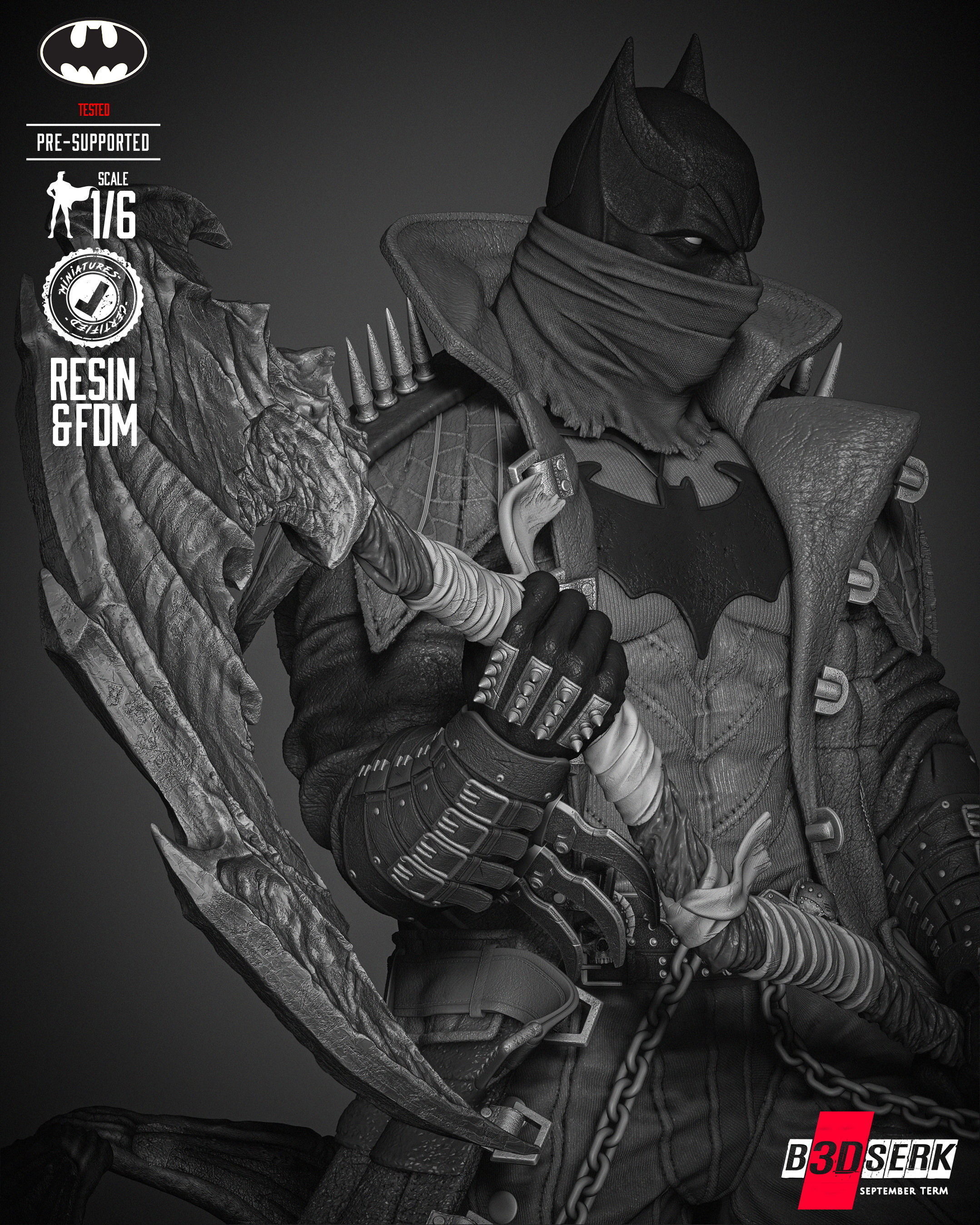 B3DSERK Batman Dark Nights Sculpture 3D print model_13