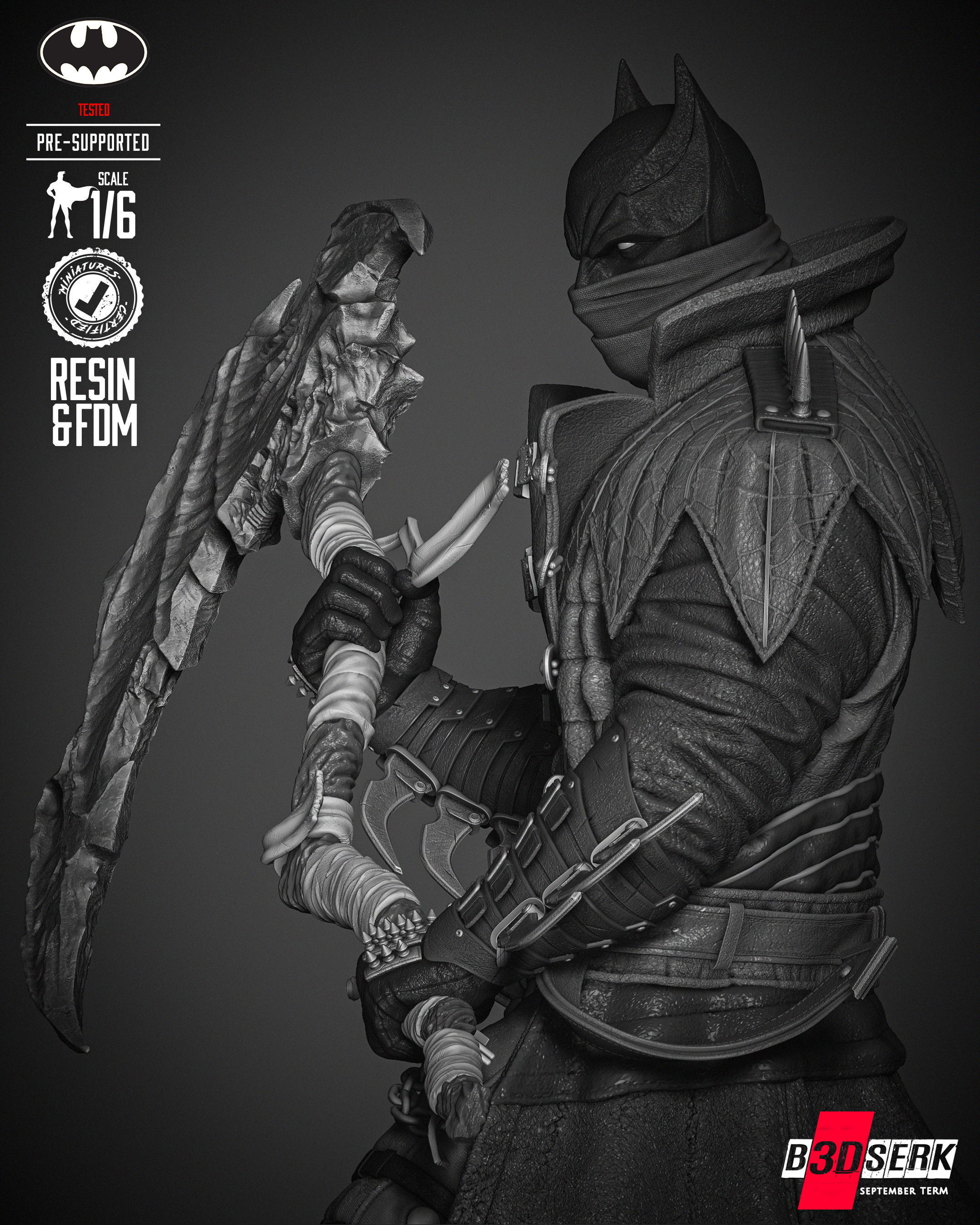 B3DSERK Batman Dark Nights Sculpture 3D print model_6