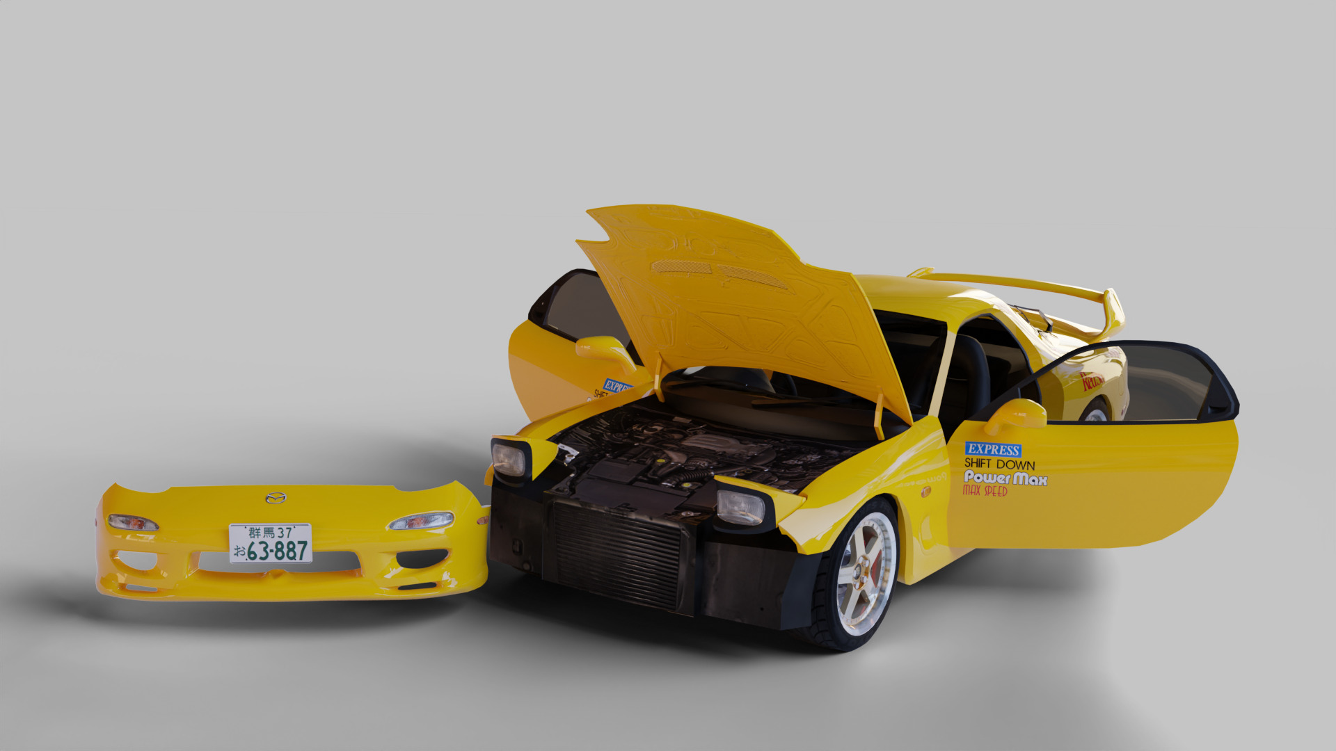Mazda RX7 FD Keisuke Style Low-poly 3D model_9