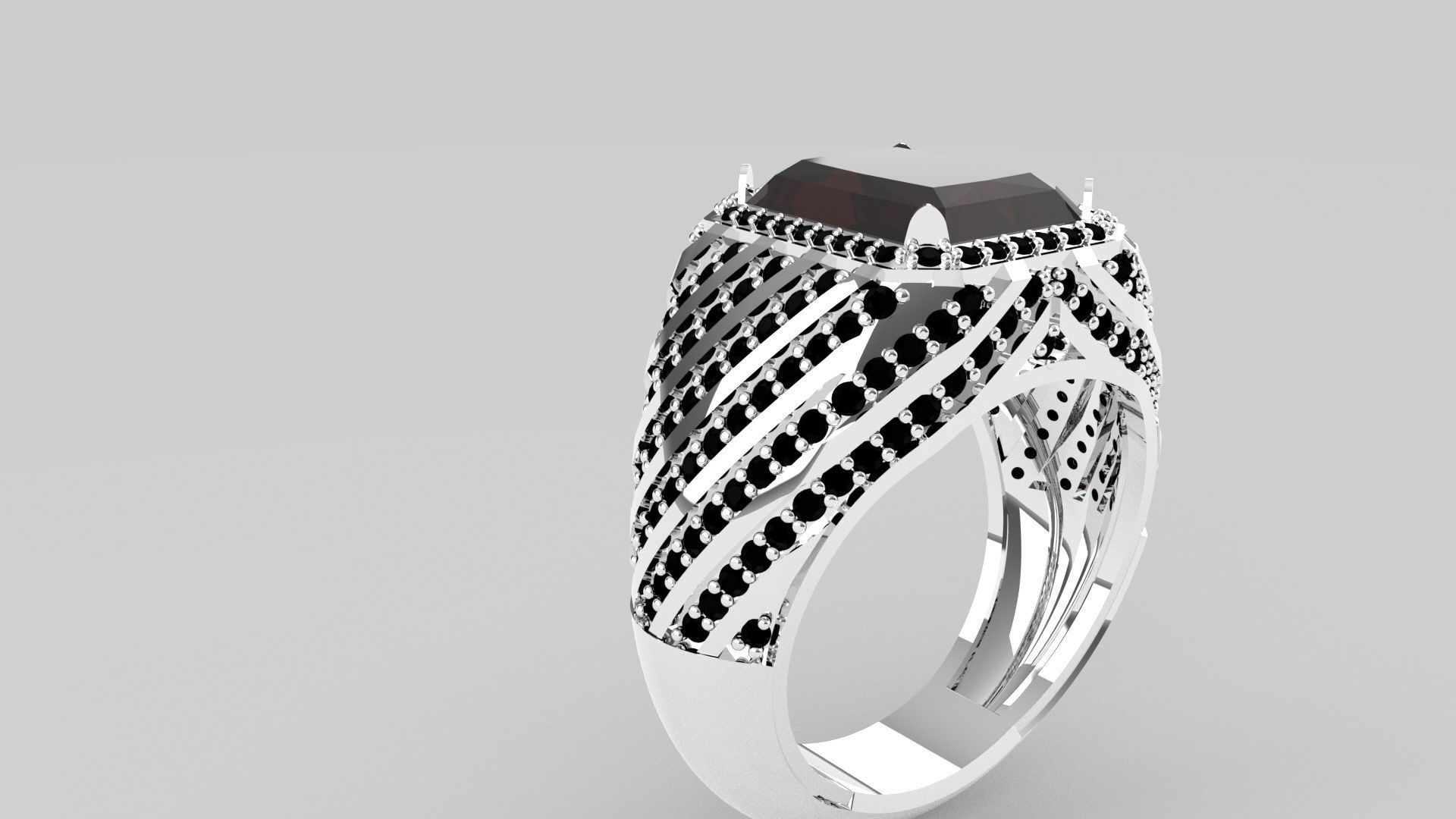 Men ring studded with diamonds 3D print model_1