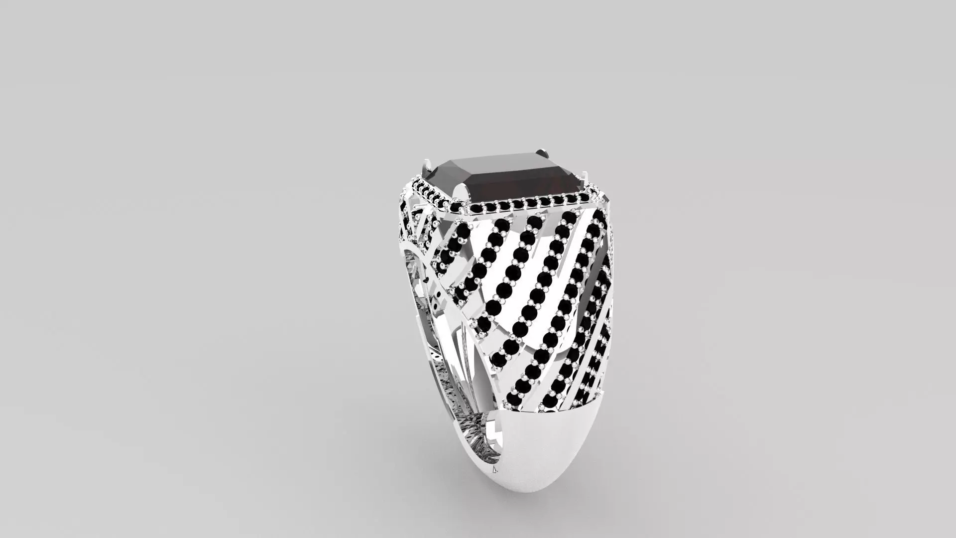 Men ring studded with diamonds 3D print model_0