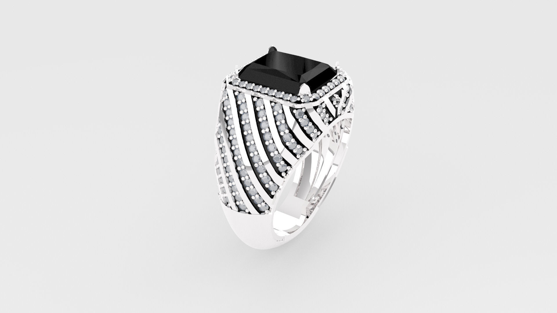 Men ring studded with diamonds 3D print model_2