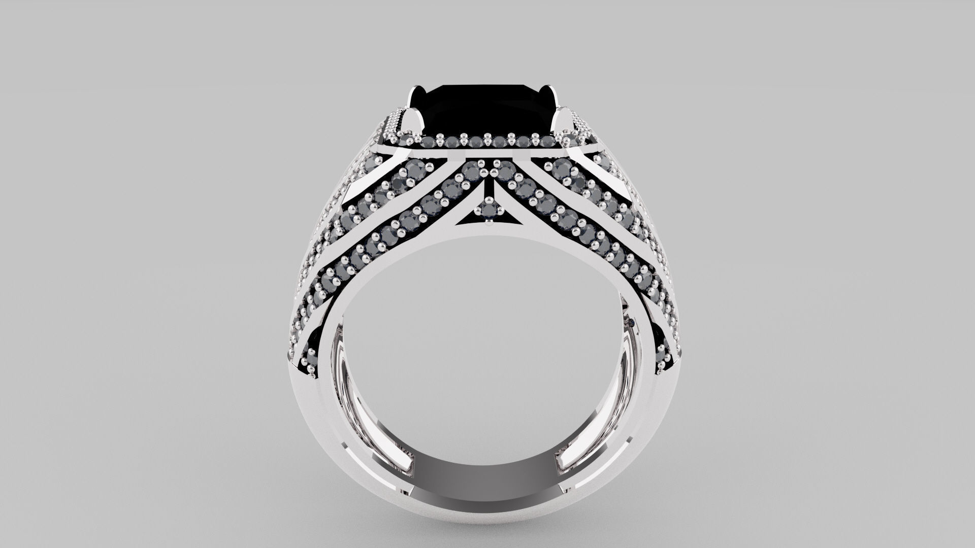 Men ring studded with diamonds 3D print model_4