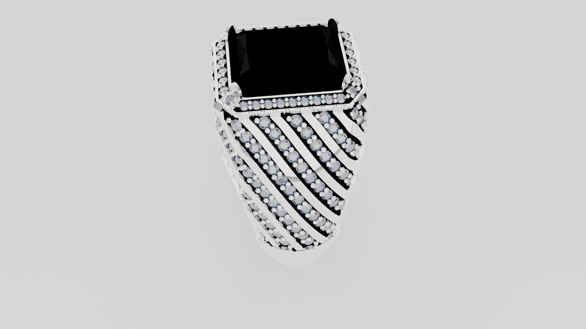 Men ring studded with diamonds 3D print model_3