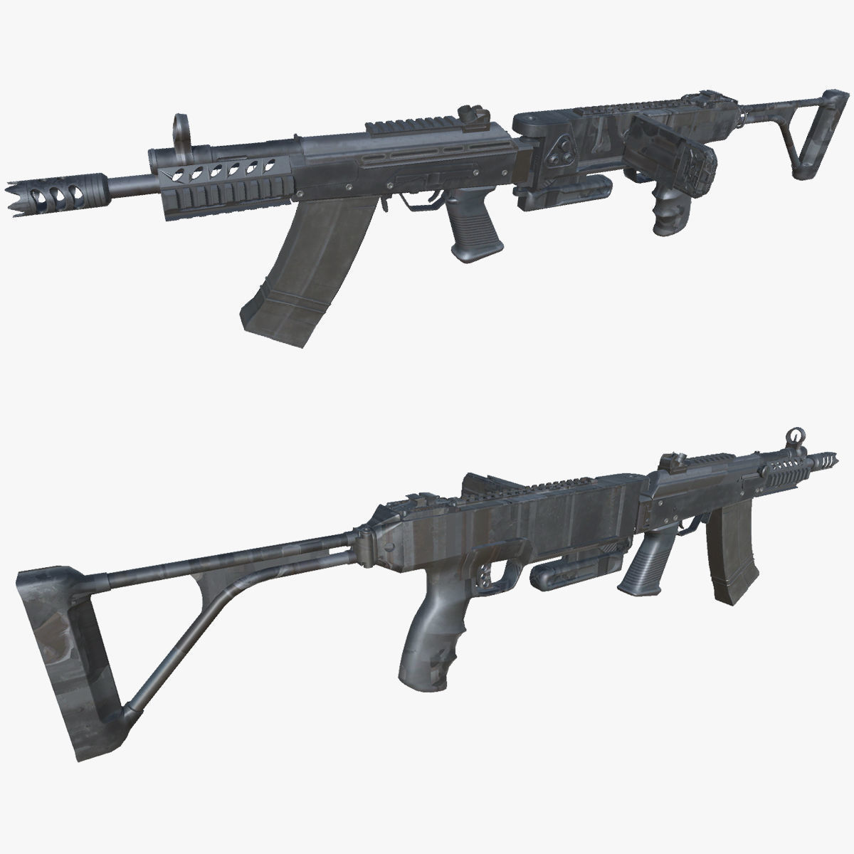 40-Cornershot-Saiga12-gun model 3d game ready model Low-poly 3D model_16