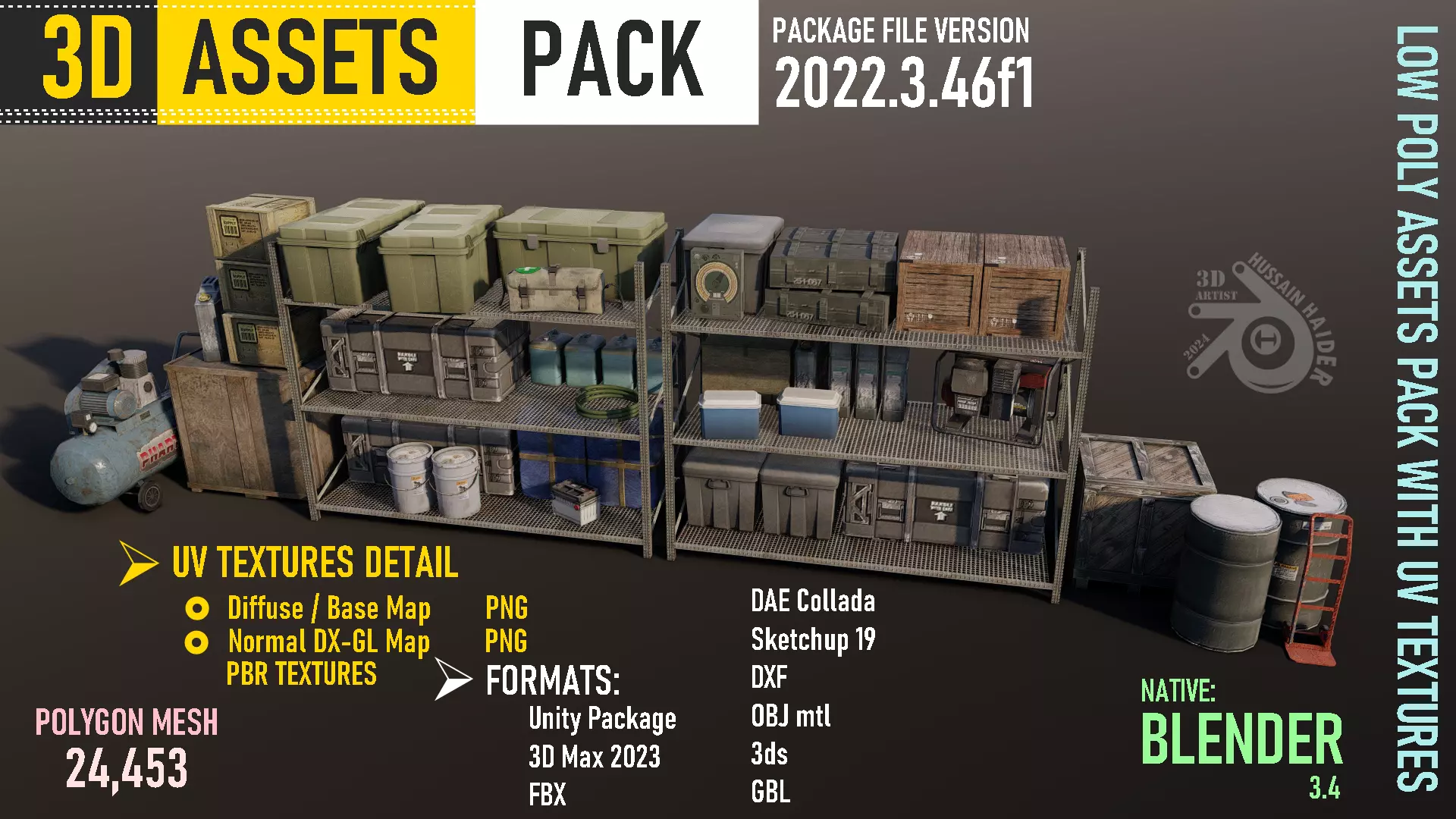 Assets Pack Low-poly 3D model