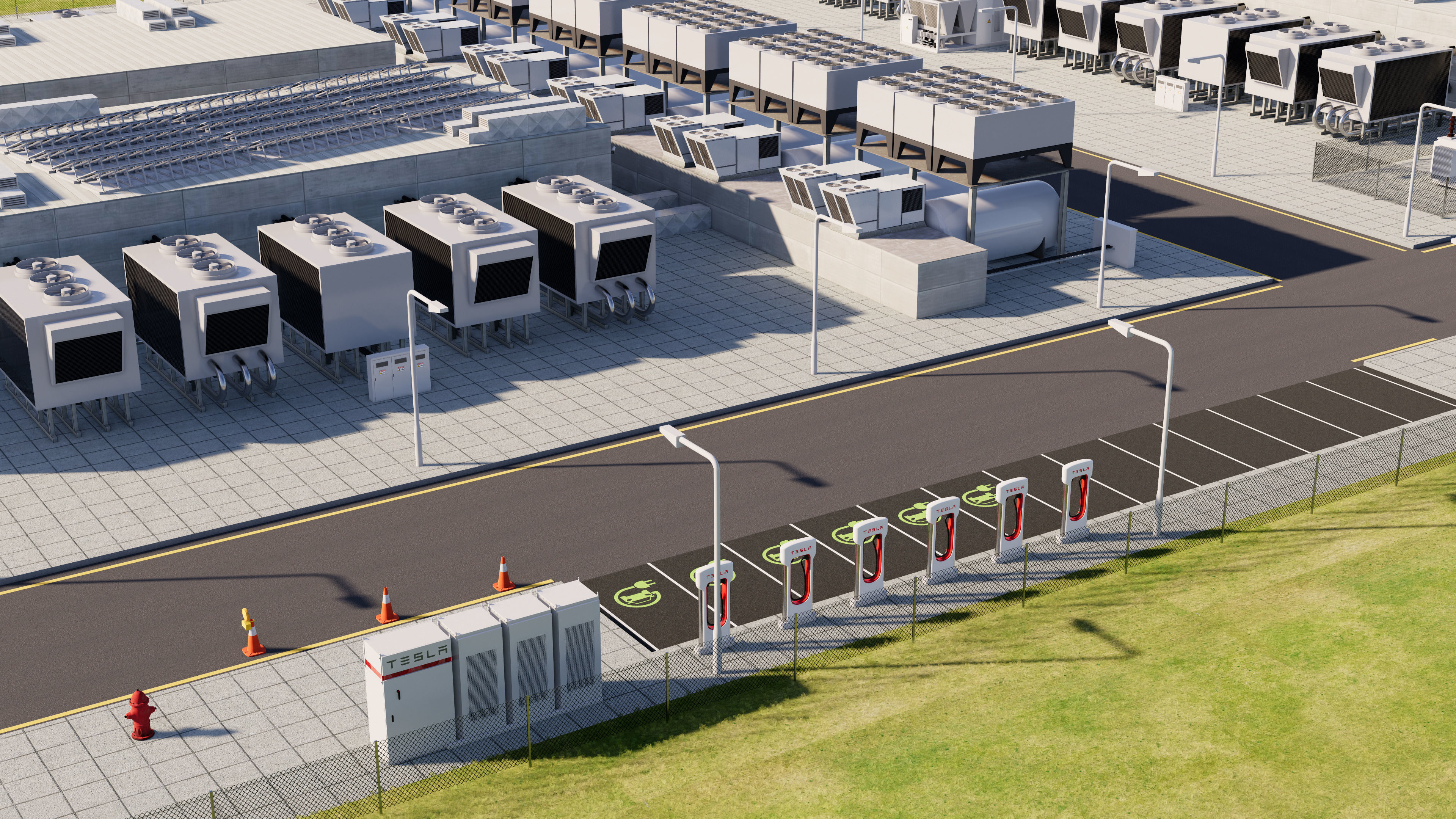 Data Center With Interior and Landscape 3D model_3