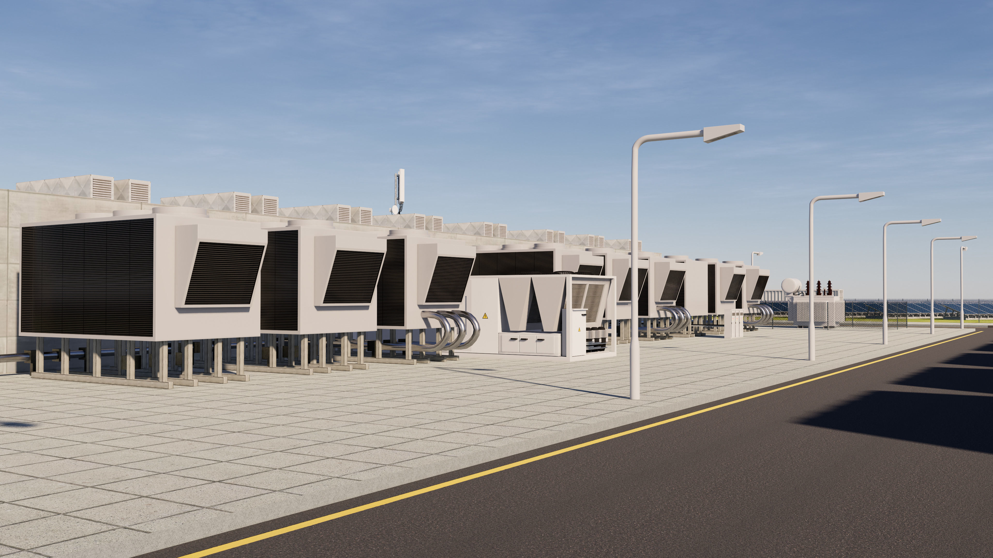 Data Center With Interior and Landscape 3D model_19