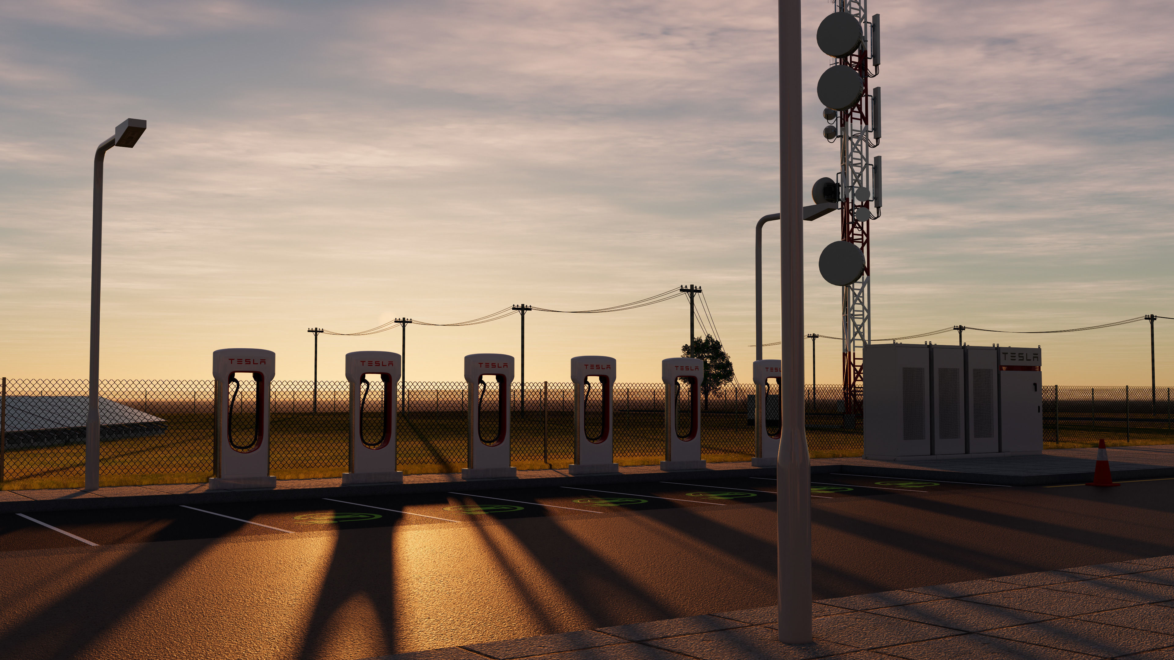 Data Center With Interior and Landscape 3D model_29