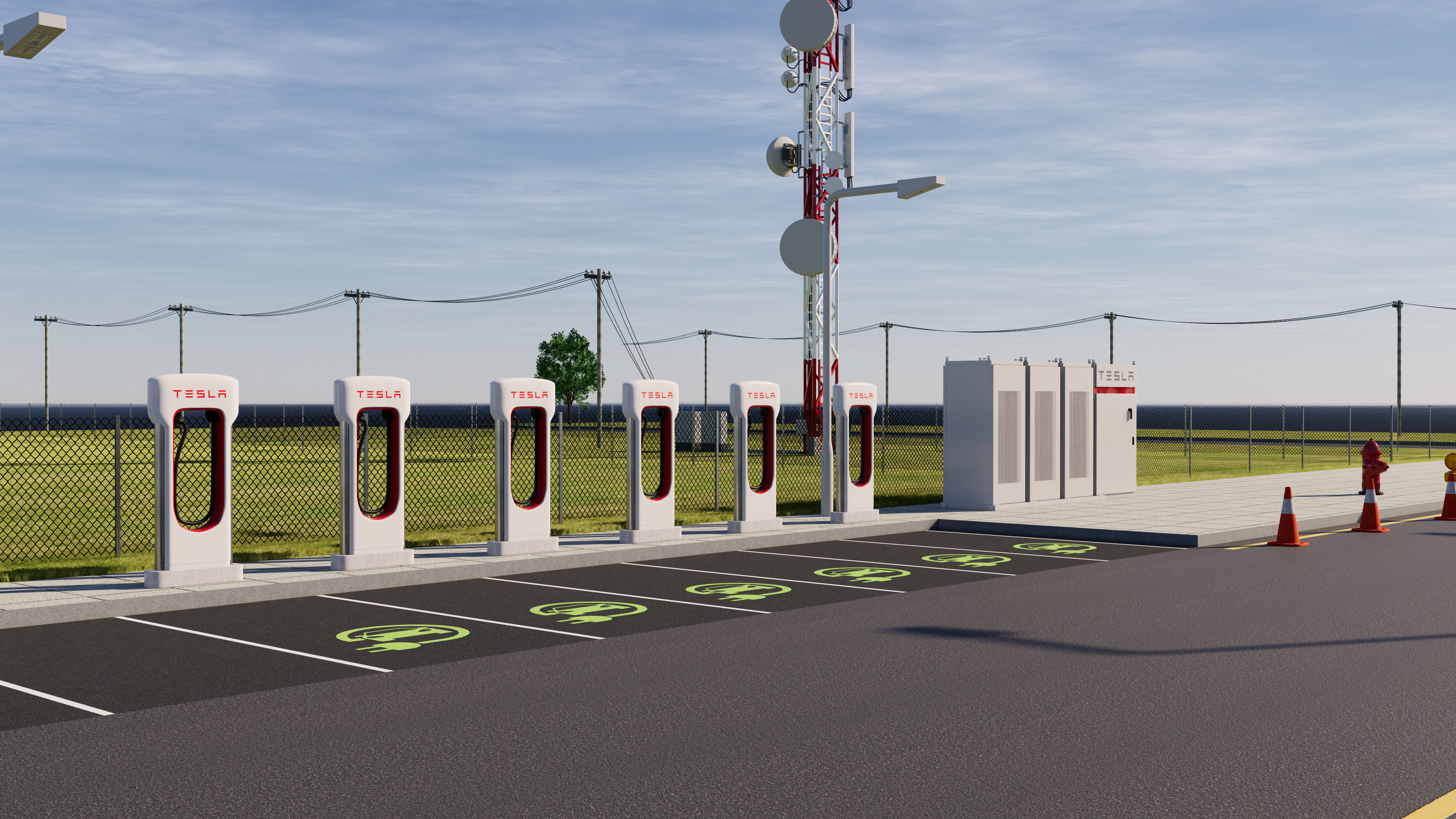 Data Center With Interior and Landscape 3D model_6