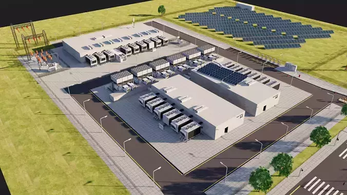 Data Center With Interior and Landscape