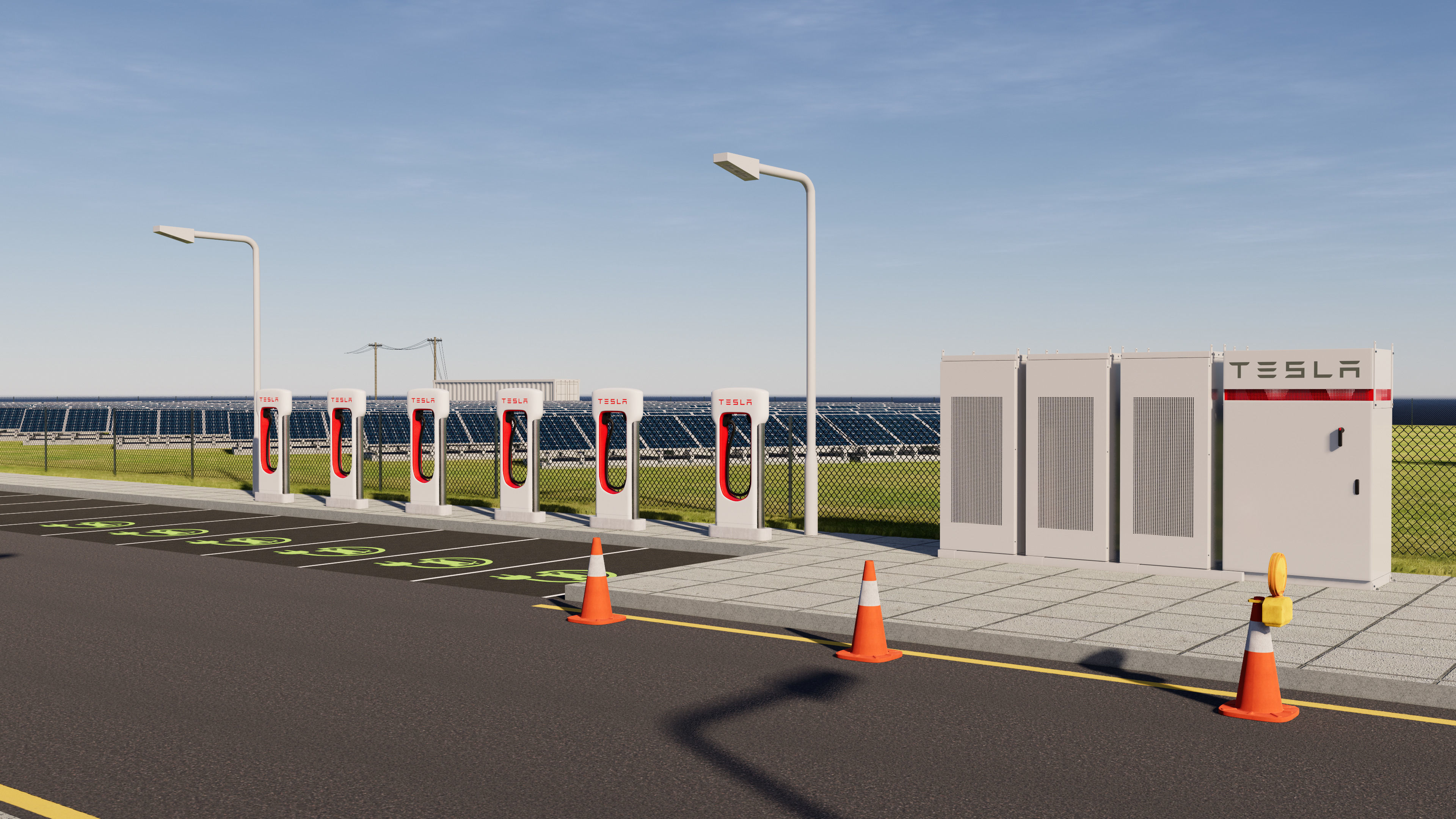 Data Center With Interior and Landscape 3D model_8