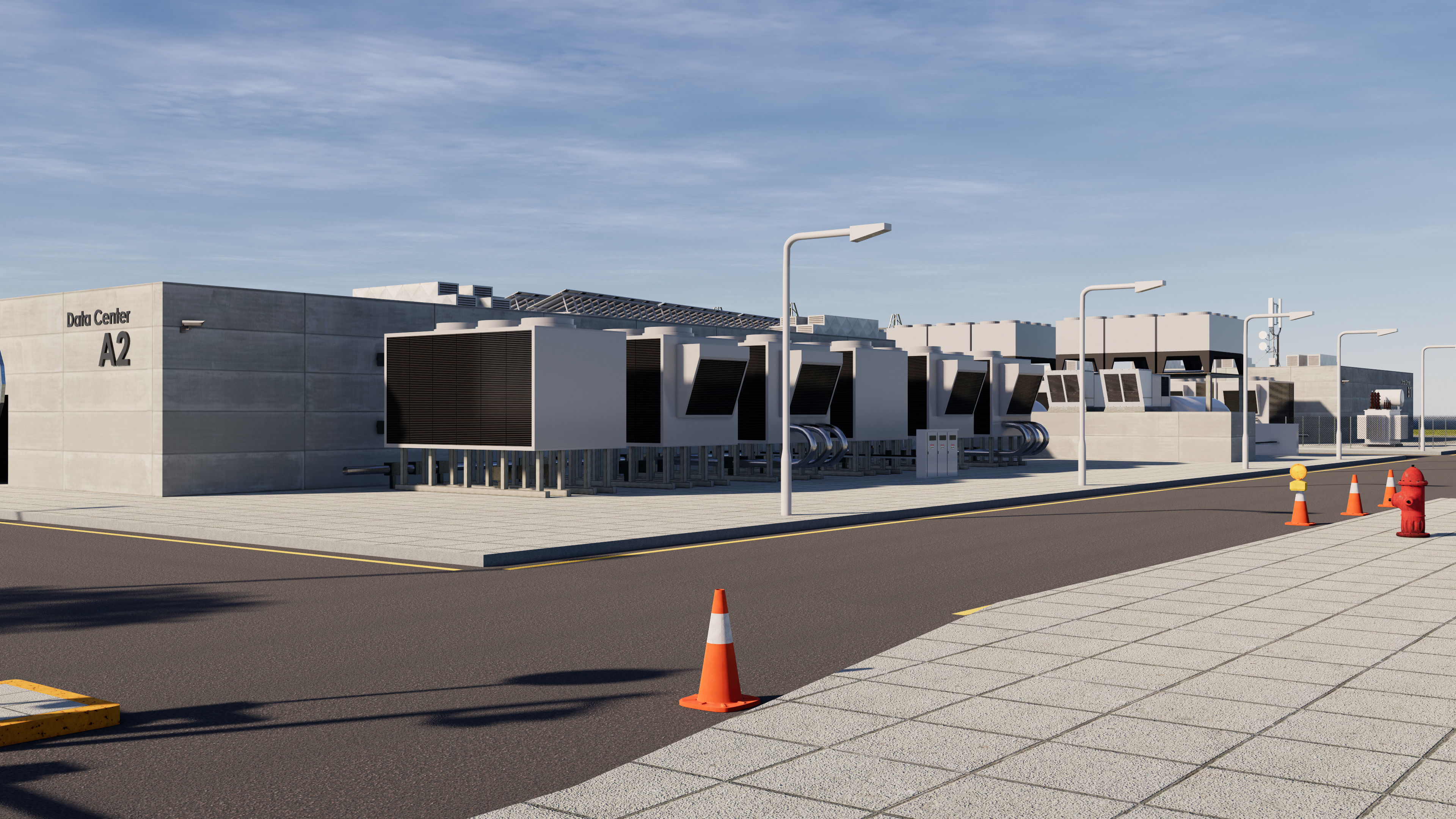 Data Center With Interior and Landscape 3D model_5