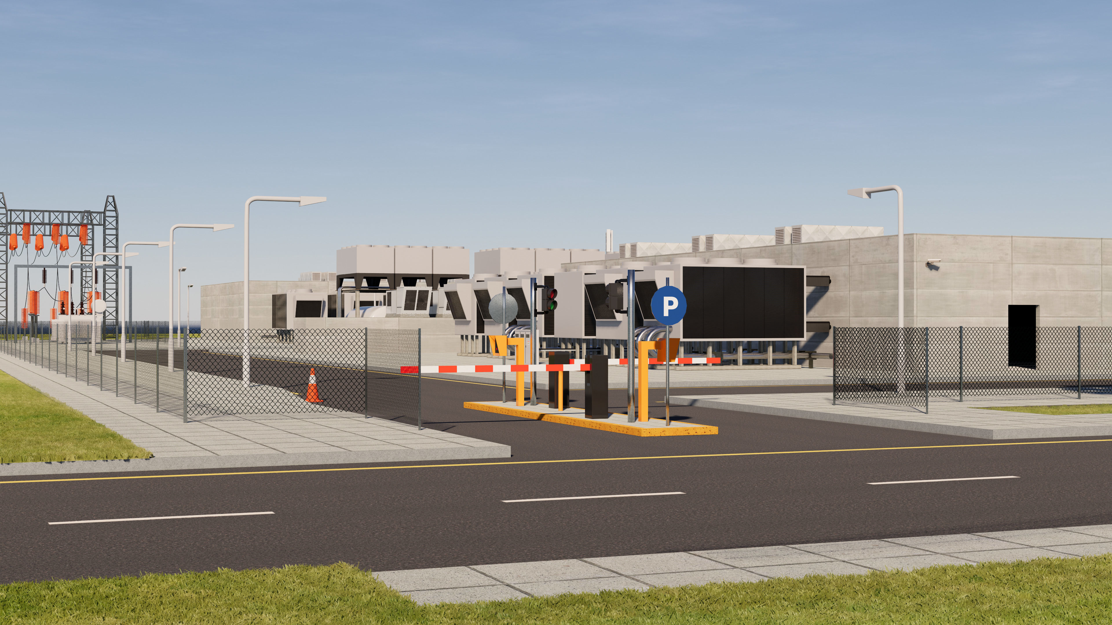 Data Center With Interior and Landscape 3D model_18