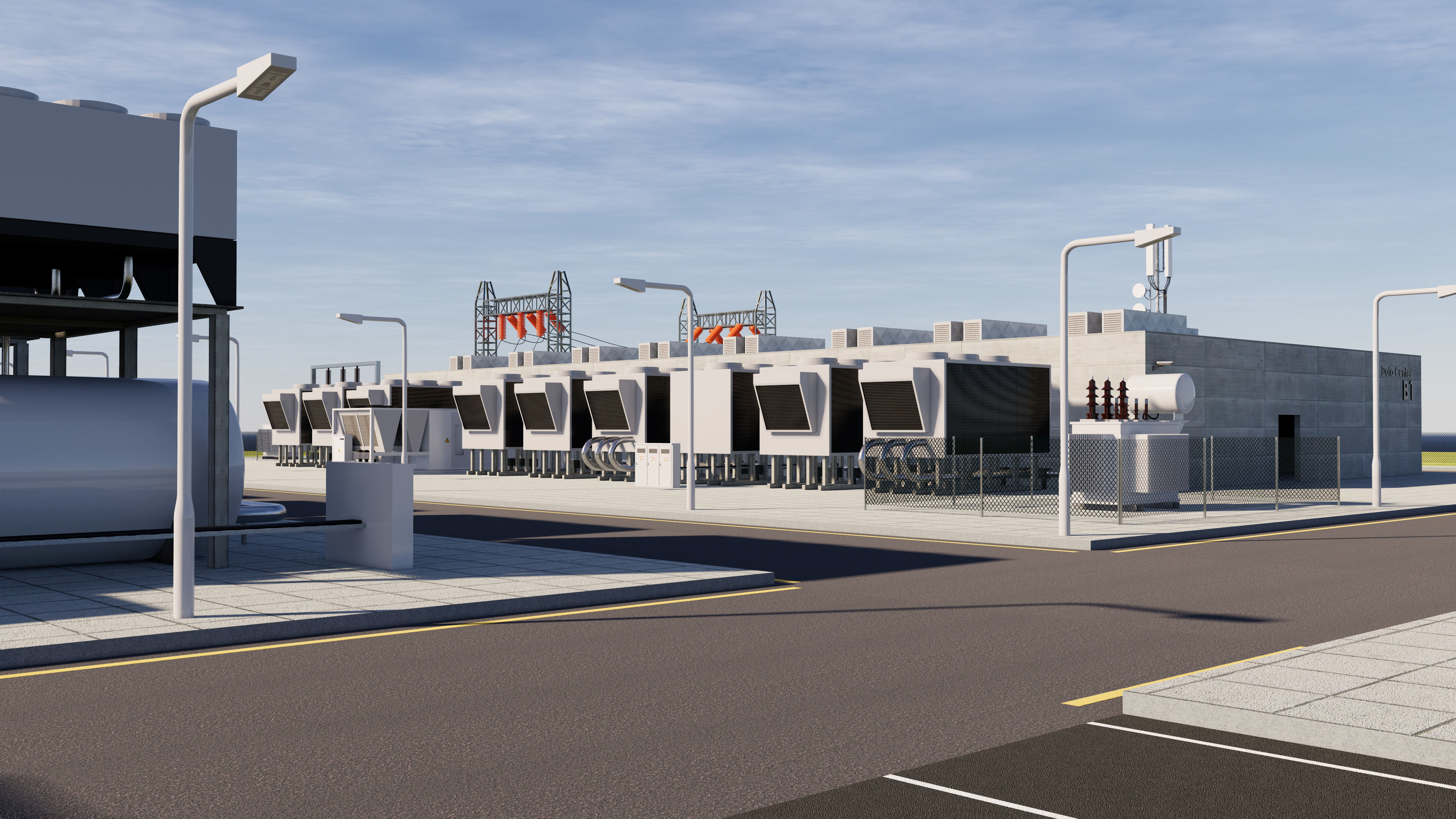 Data Center With Interior and Landscape 3D model_4