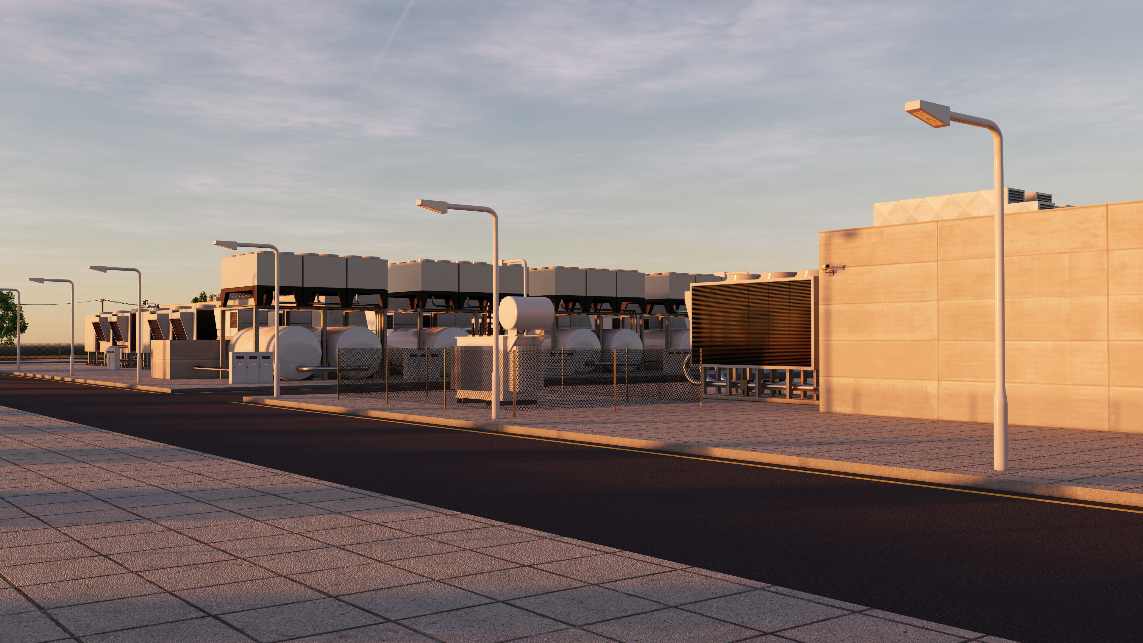 Data Center With Interior and Landscape 3D model_27