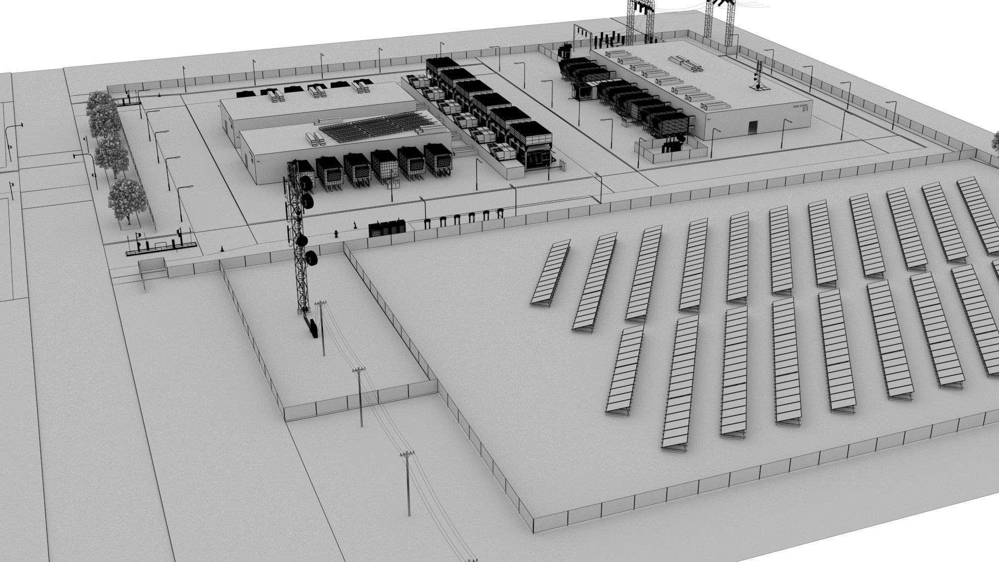 Data Center With Interior and Landscape 3D model_34
