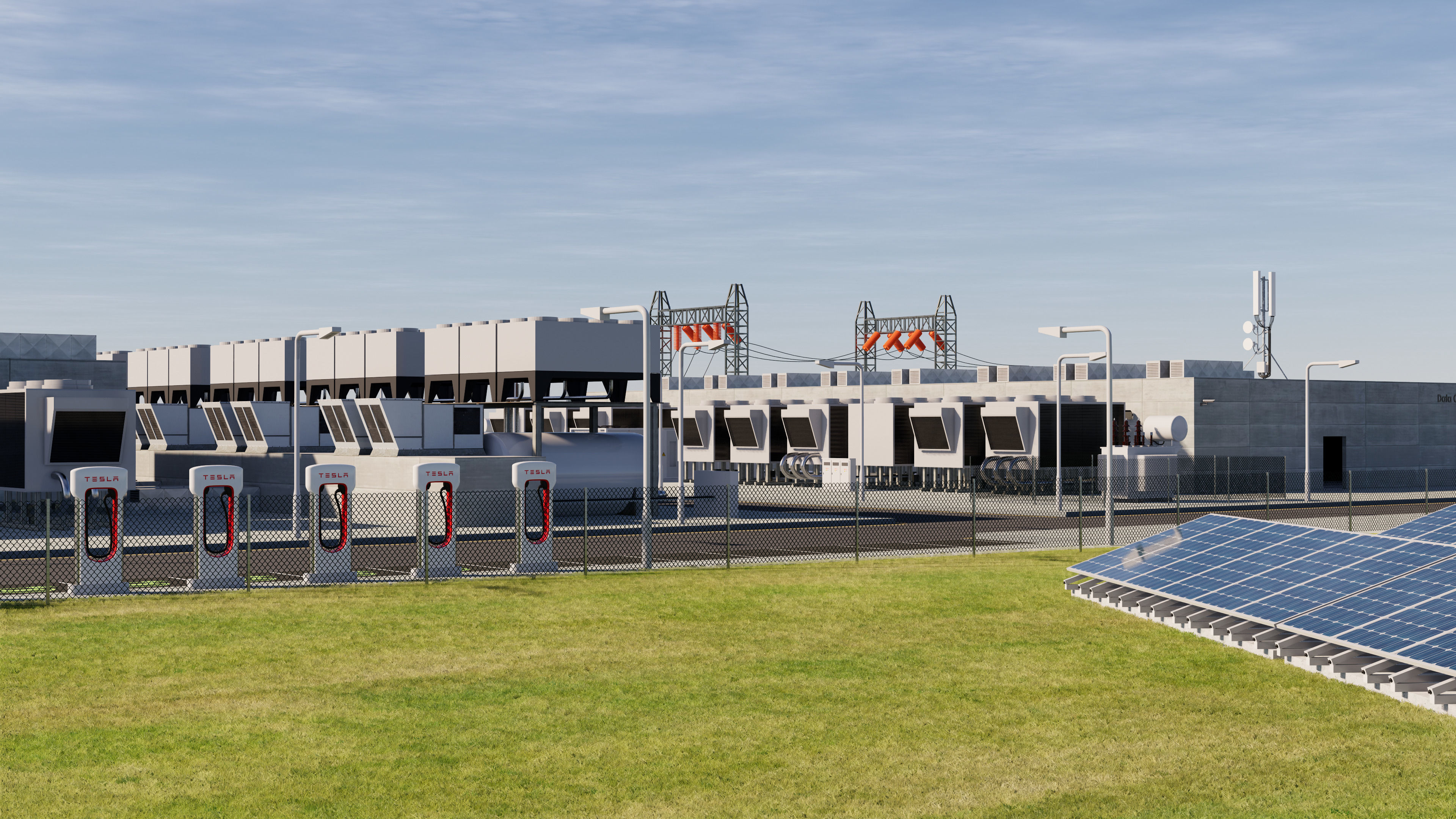Data Center With Interior and Landscape 3D model_10