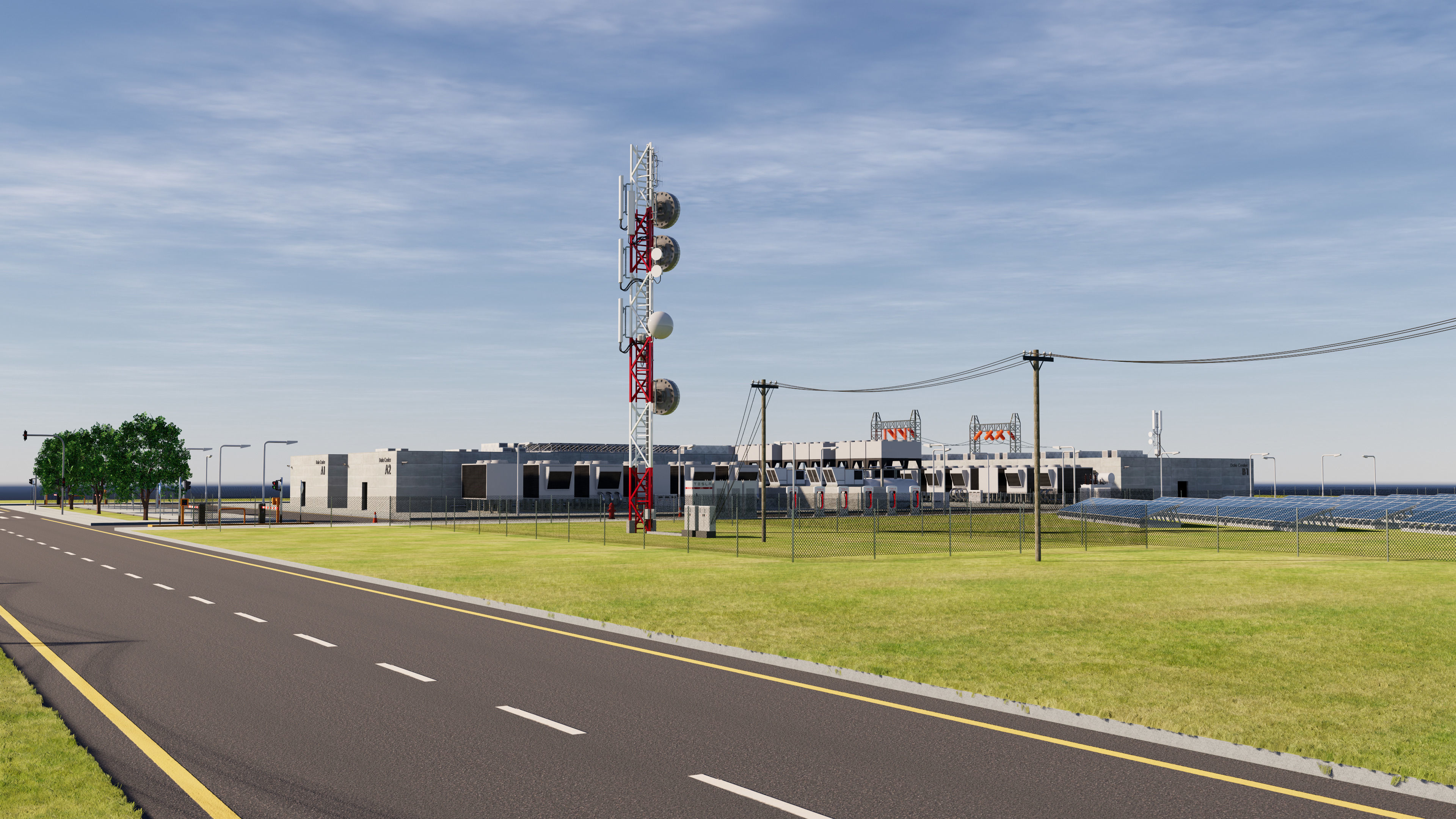 Data Center With Interior and Landscape 3D model_12