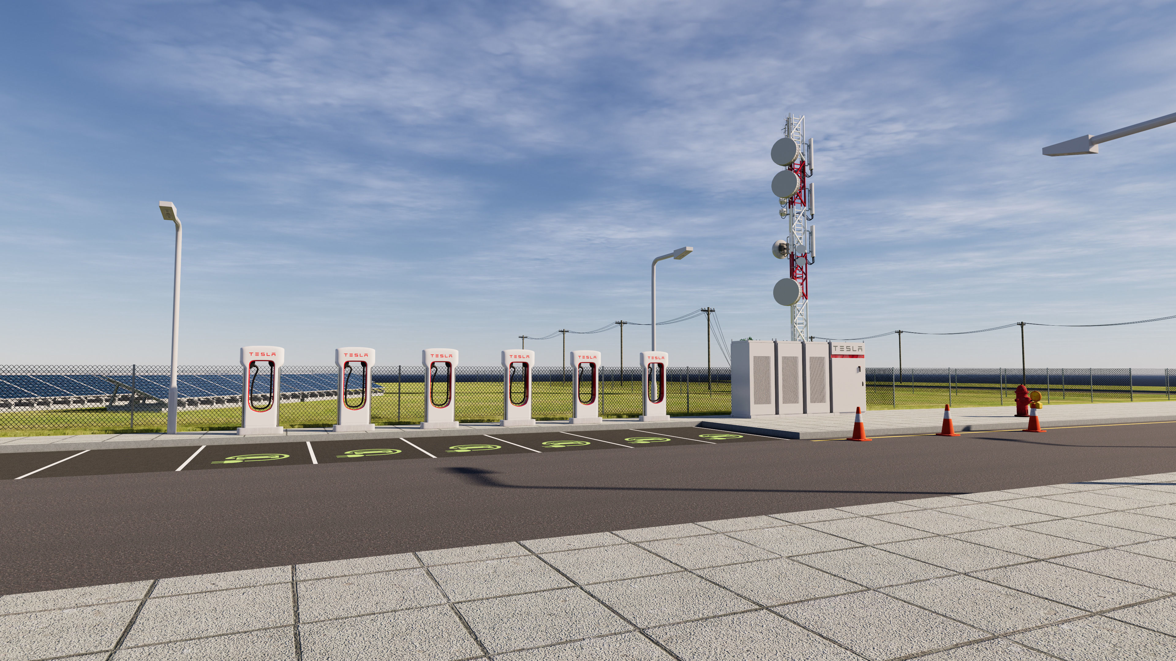 Data Center With Interior and Landscape 3D model_9